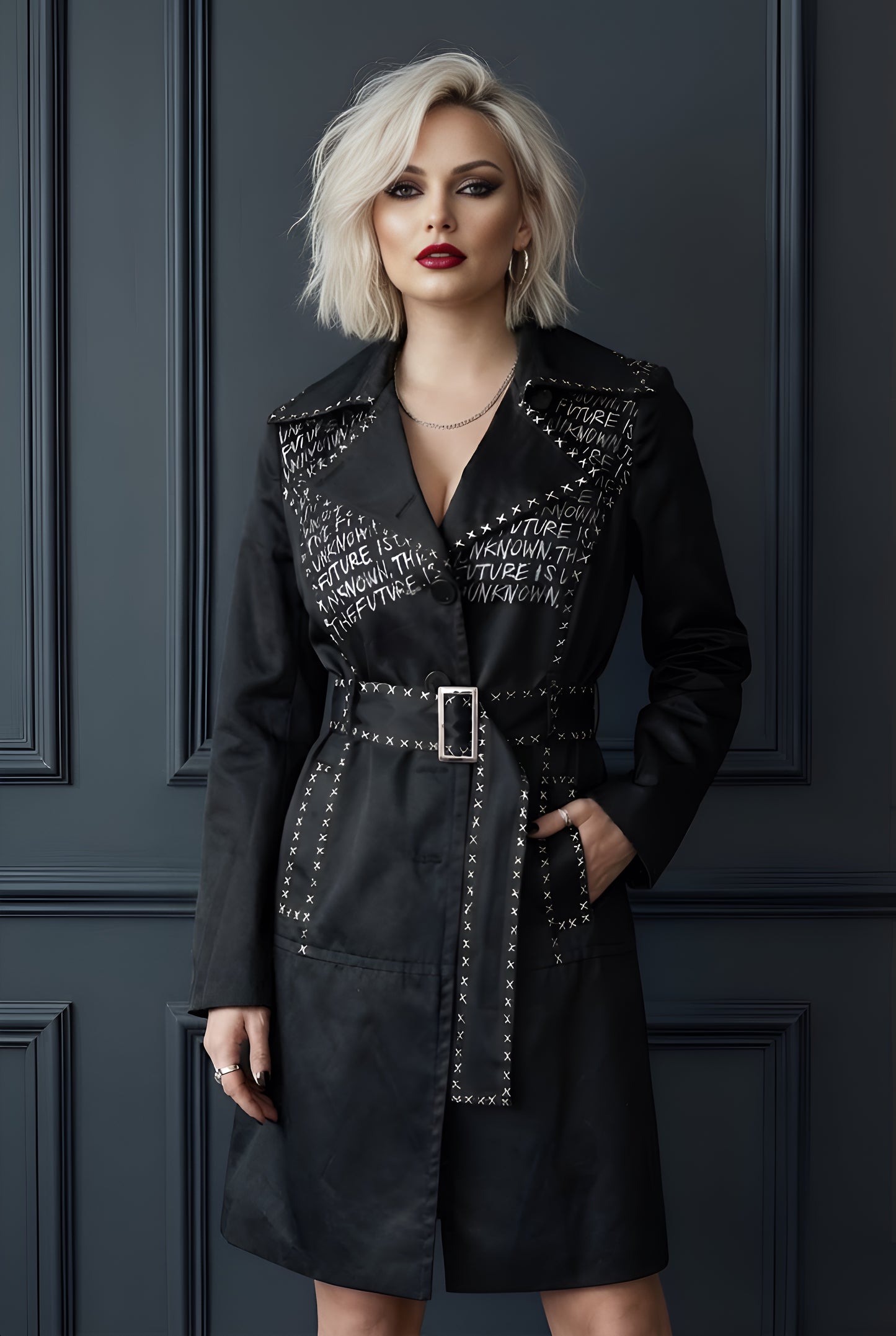 Punk Trench Coat - The Future is Unknown - Large