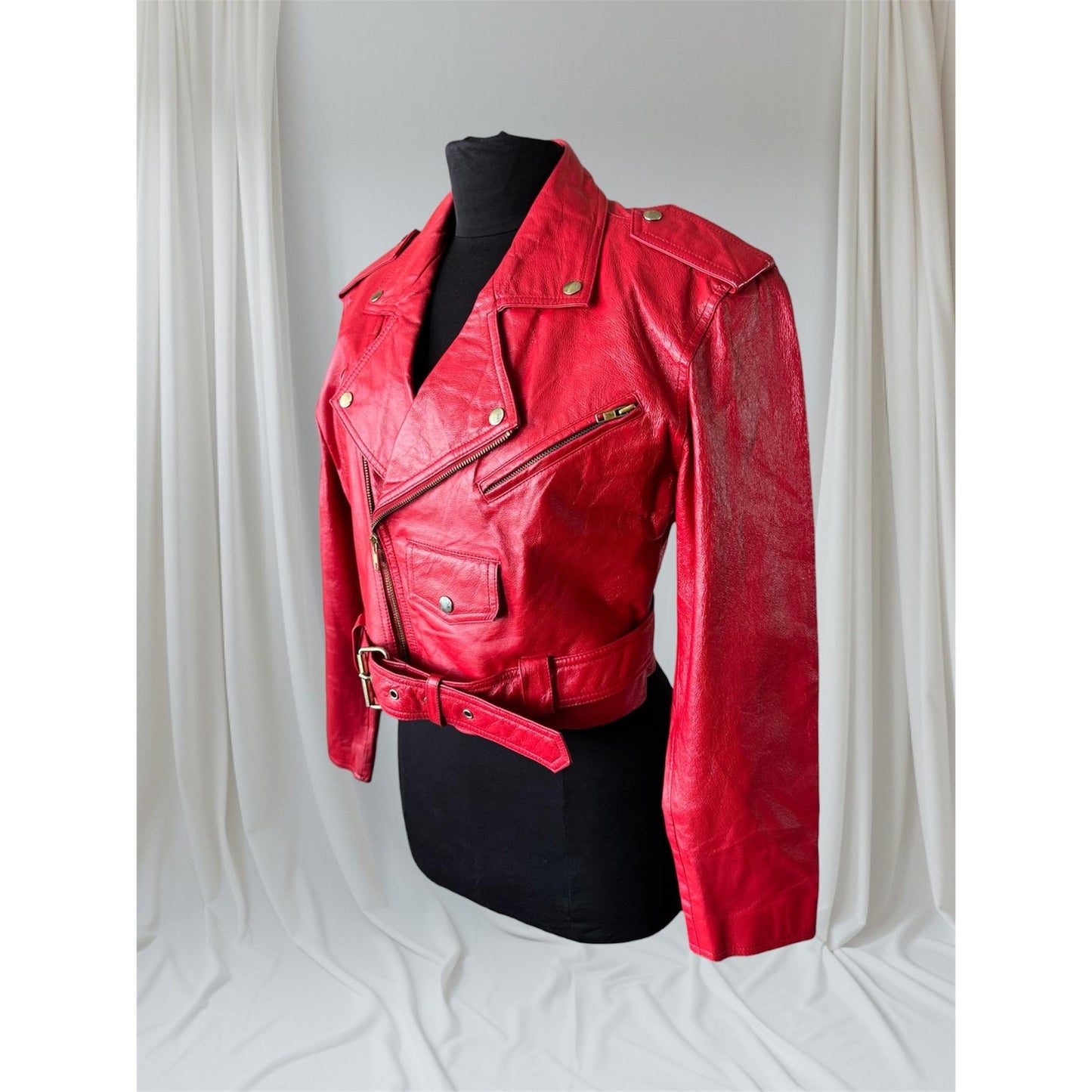 Red Leather Women's Jacket, Size L/ XL