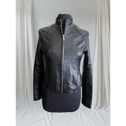 Women's Leather Motorcycle Jacket, Medium