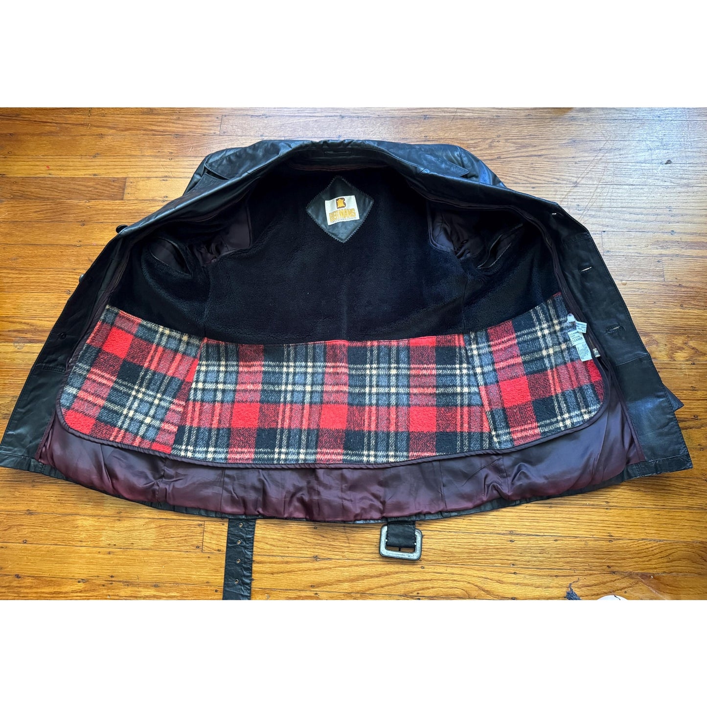 Black Leather Vintage 1970's Women's Trench, Size M