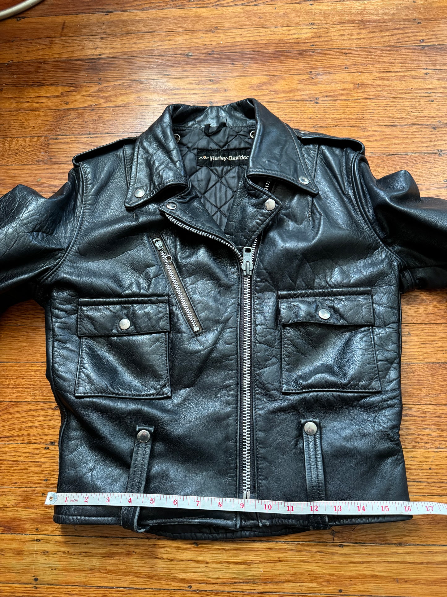 Women's Vintage 1970's Harley Davidson Leather Motorcycle Jacket, Medium
