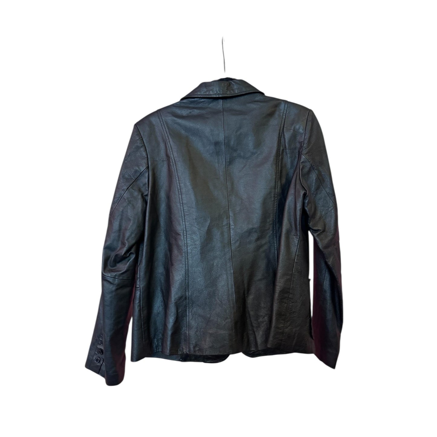 Black Leather Women's Blazer, M