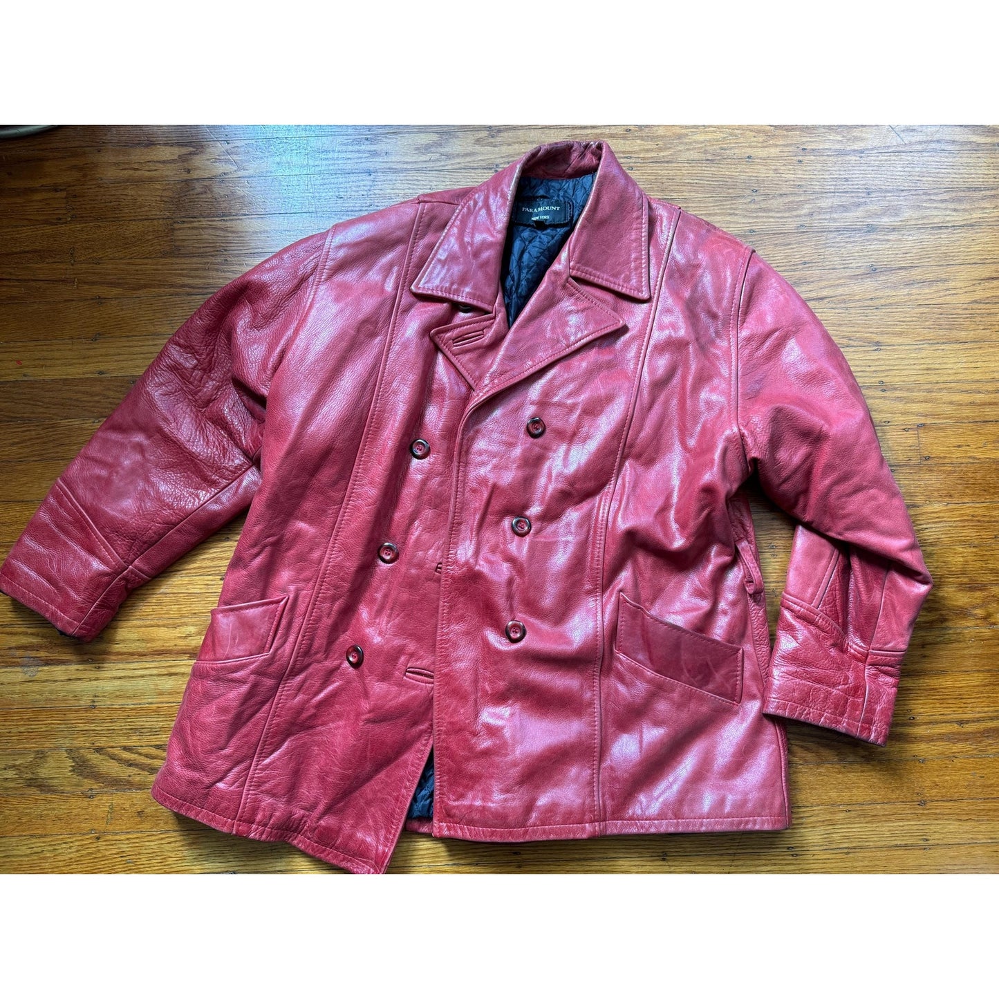 Red Women's Leather Trench Coat, 2XL