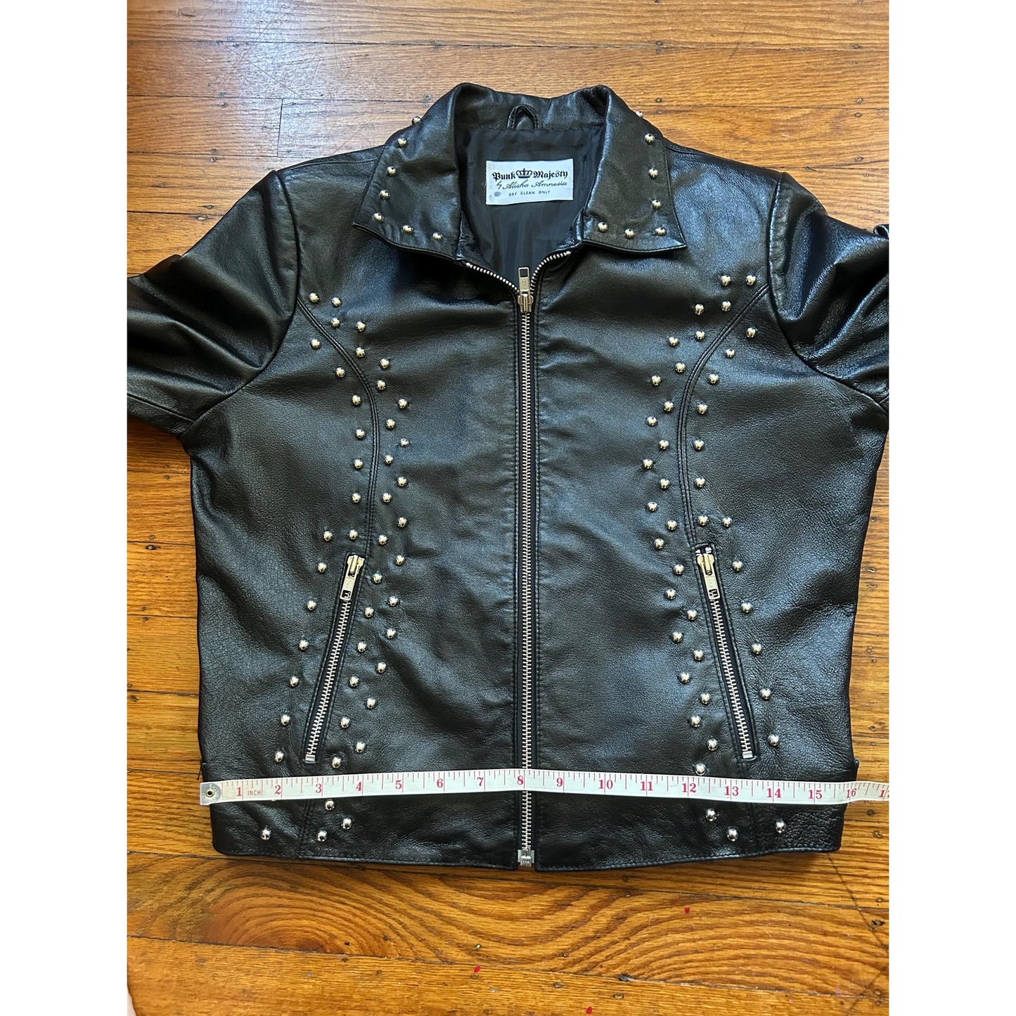 Women's Studded Leather Motorcycle Jacket, M