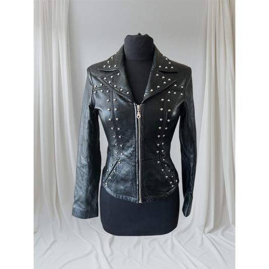 Women's Studded Leather Jacket, XS