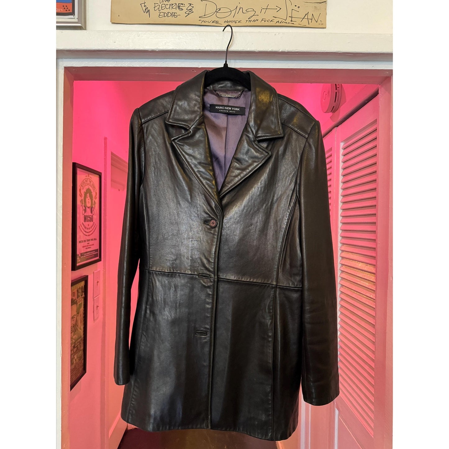 Women's Leather Trench Coat, Large