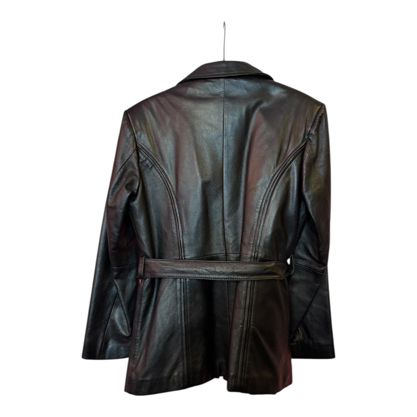 Black Leather Women's Trench, Size Small/ M