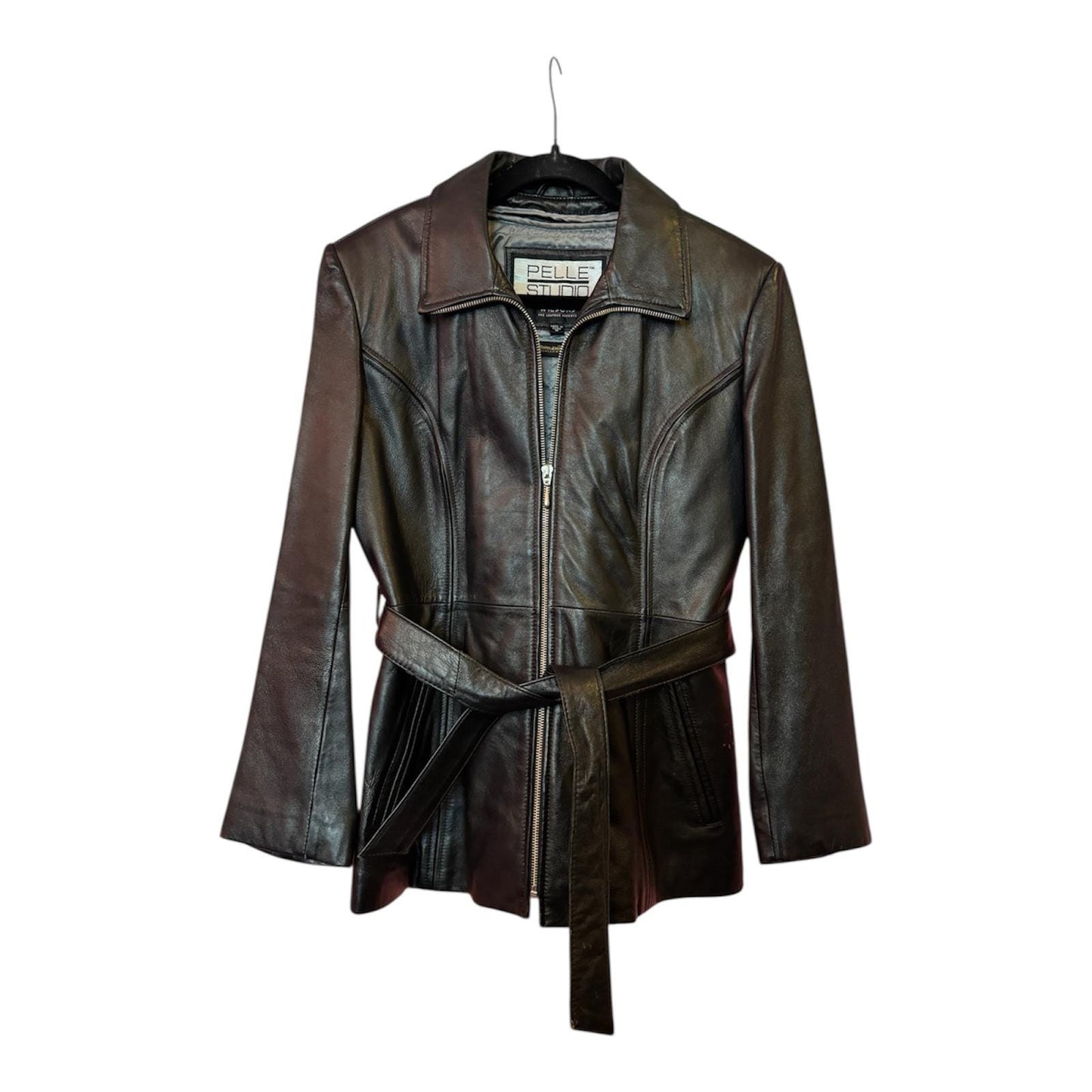 Black Leather Women's Trench, Size Small/ M