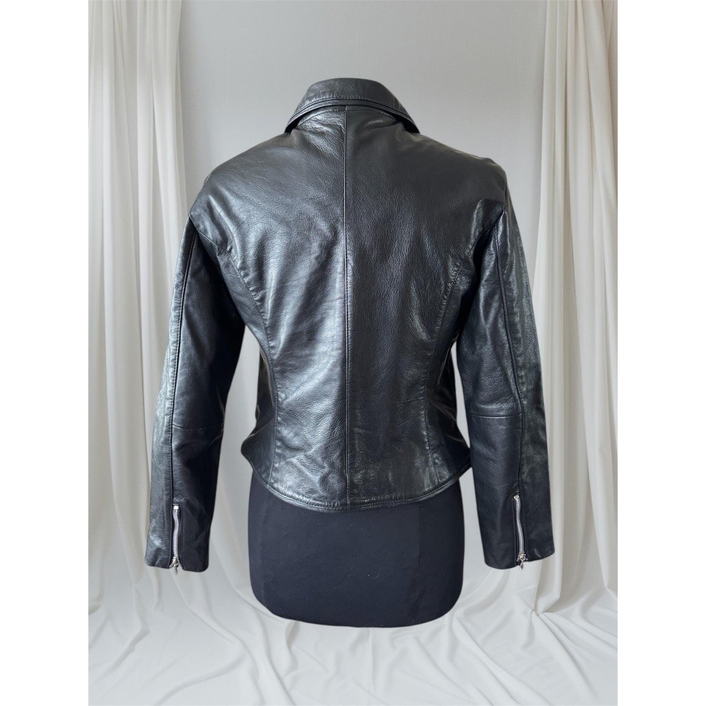 Black Leather Women's Jacket, Size M