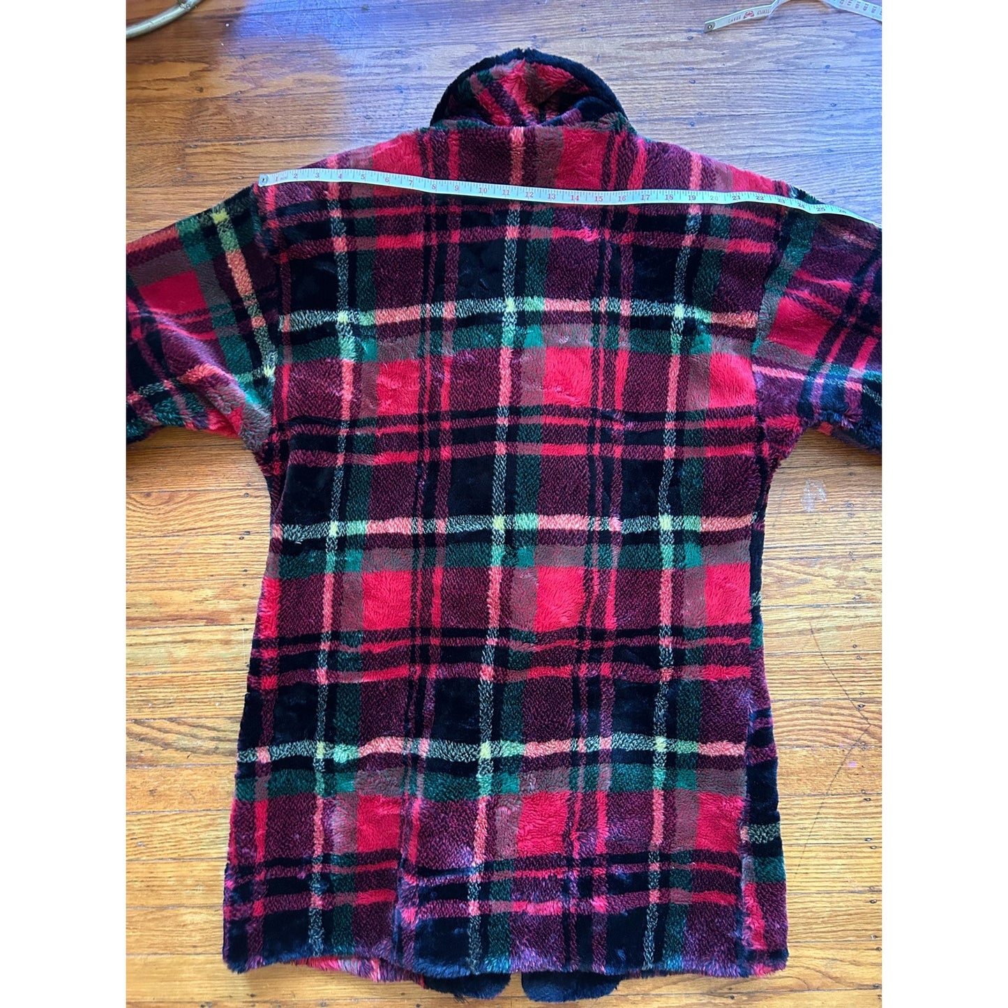 Tartan Faux Fur Coat, M