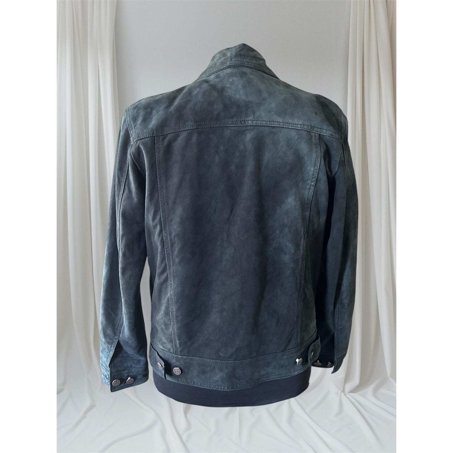 Men's Vintage Black Suede Trucker Jacket, Small