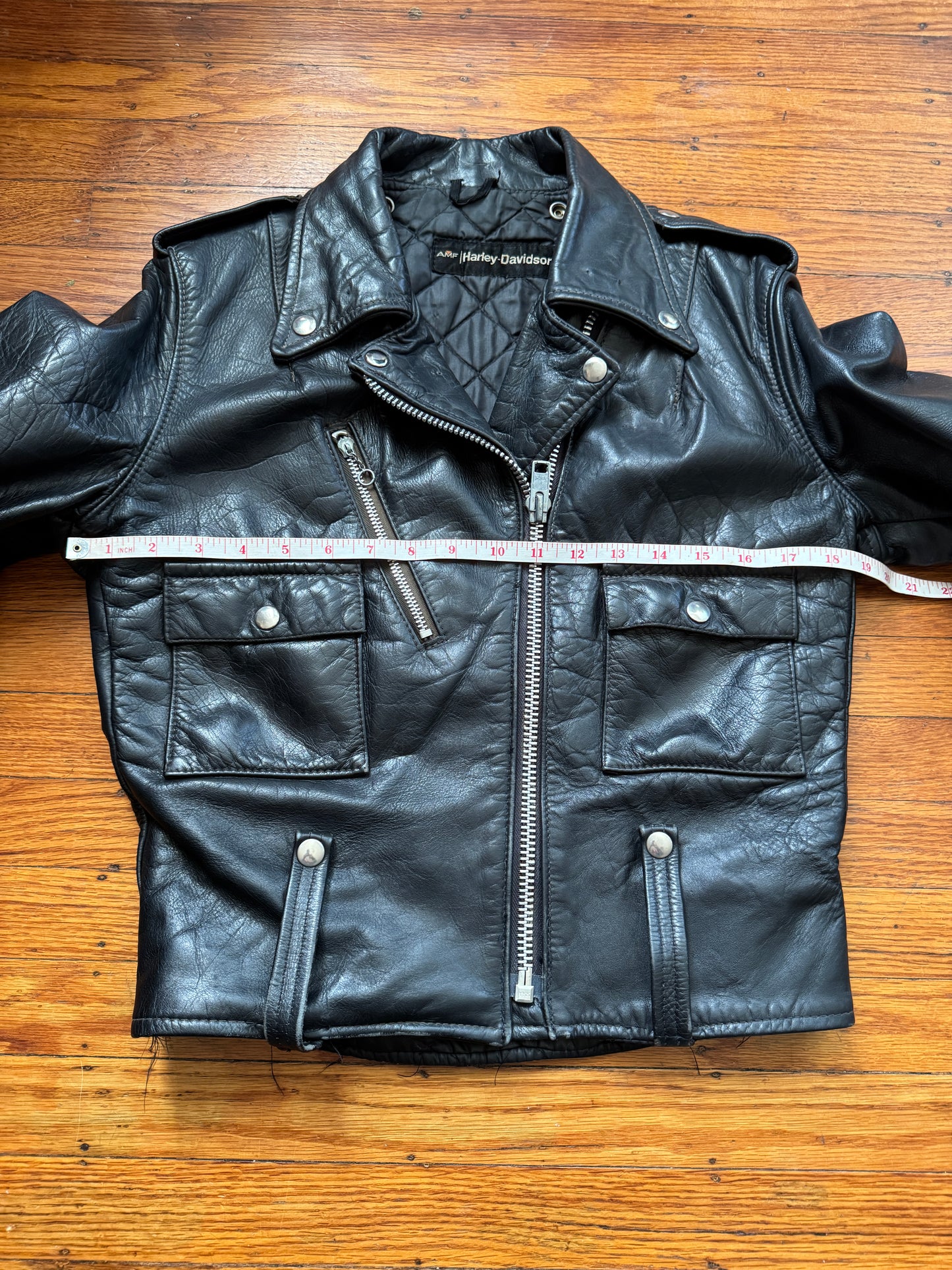 Women's Vintage 1970's Harley Davidson Leather Motorcycle Jacket, Medium