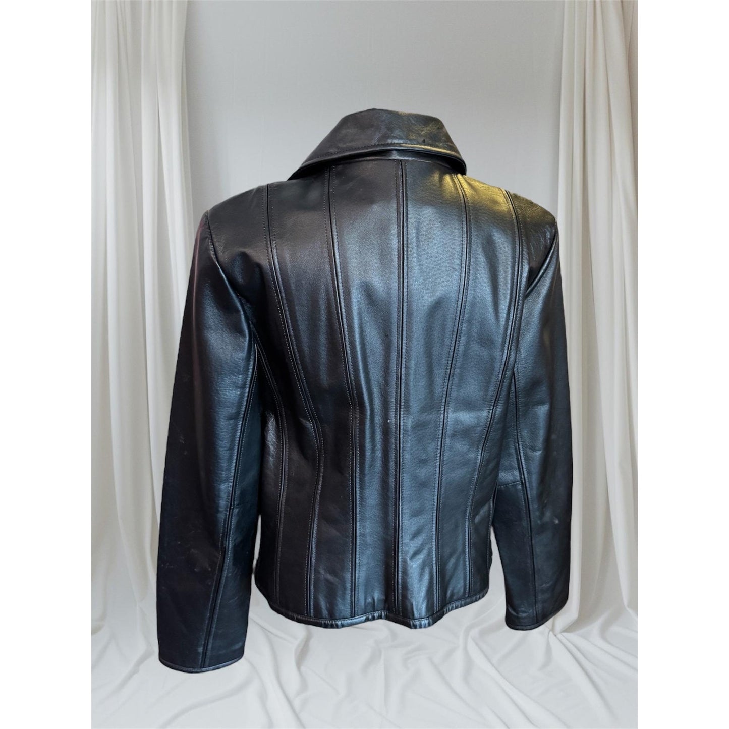 Women's Leather Motorcycle Jacket, Medium