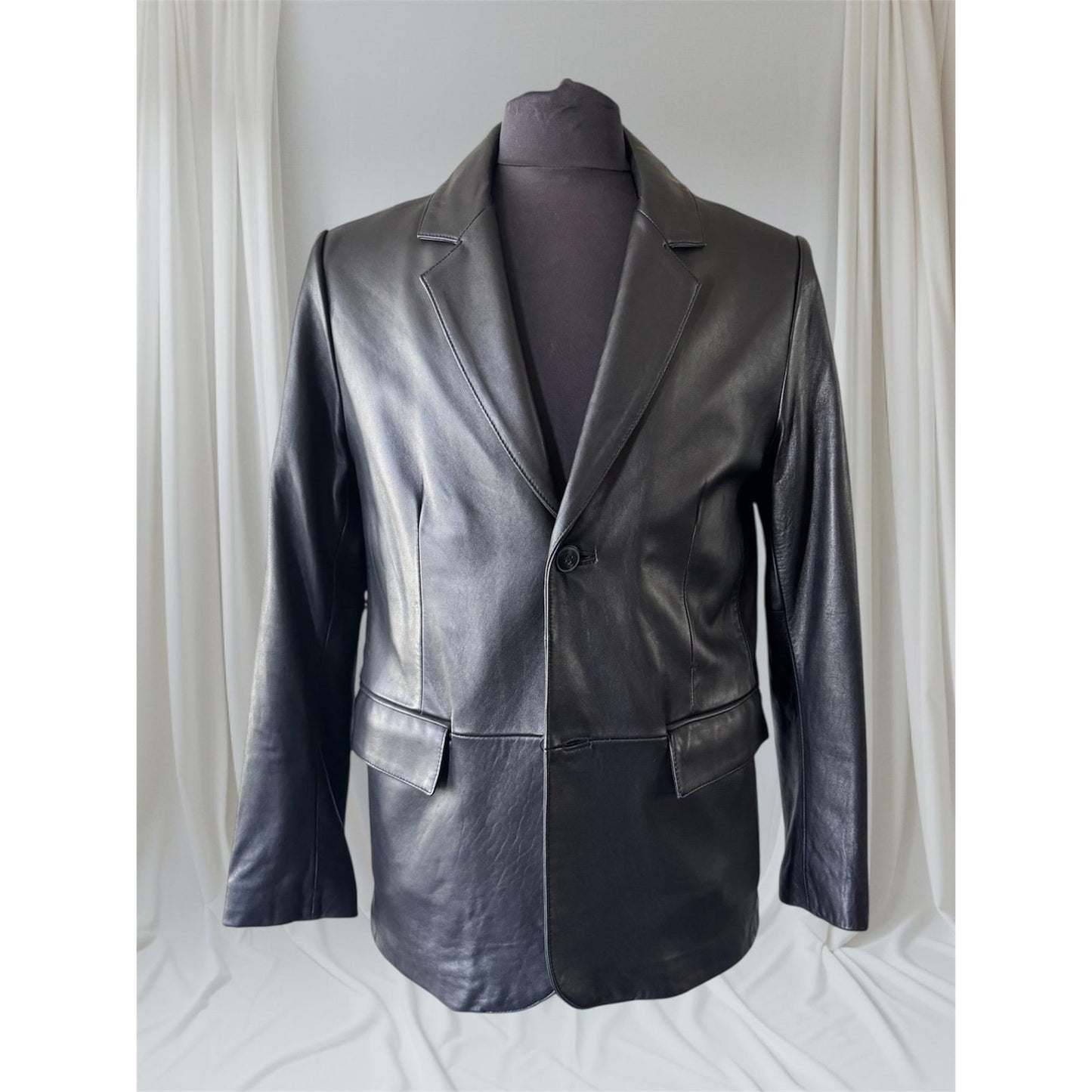 Men's Leather Blazer Jacket, Medium