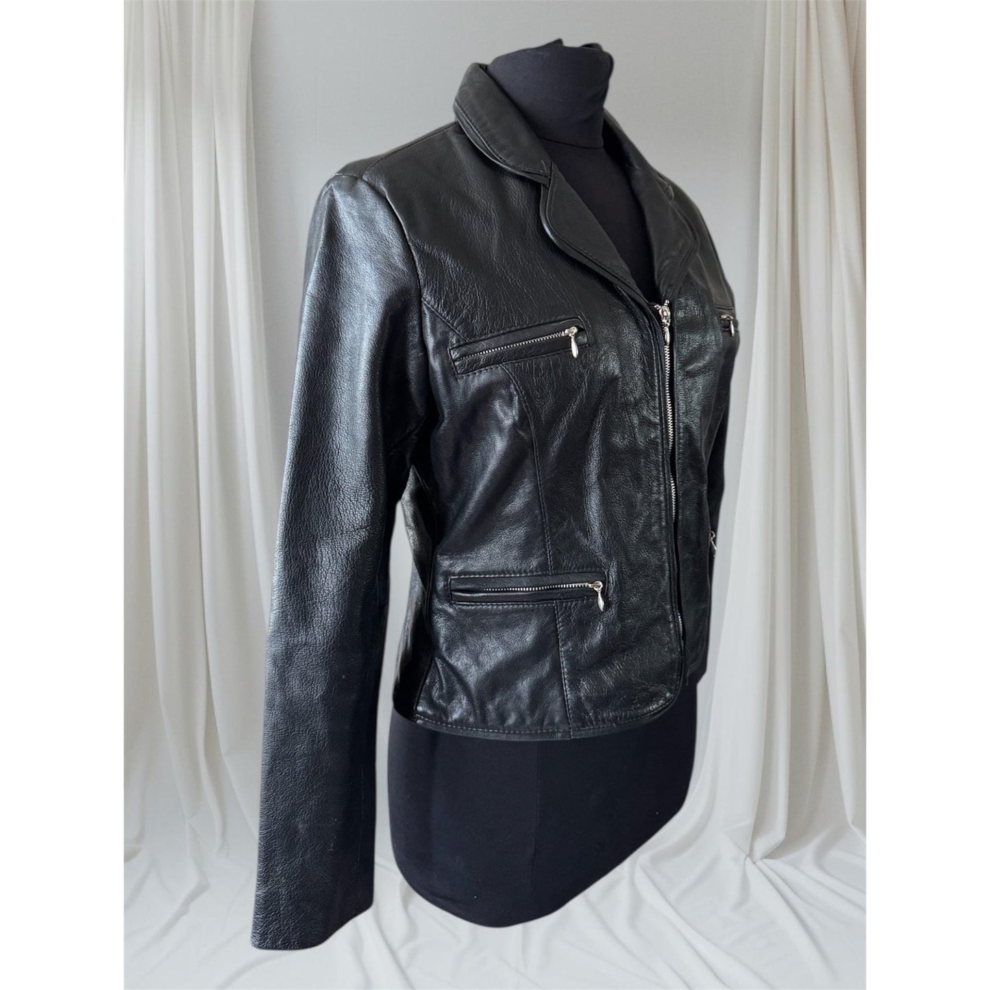 Black Leather Women's Jacket, Size M