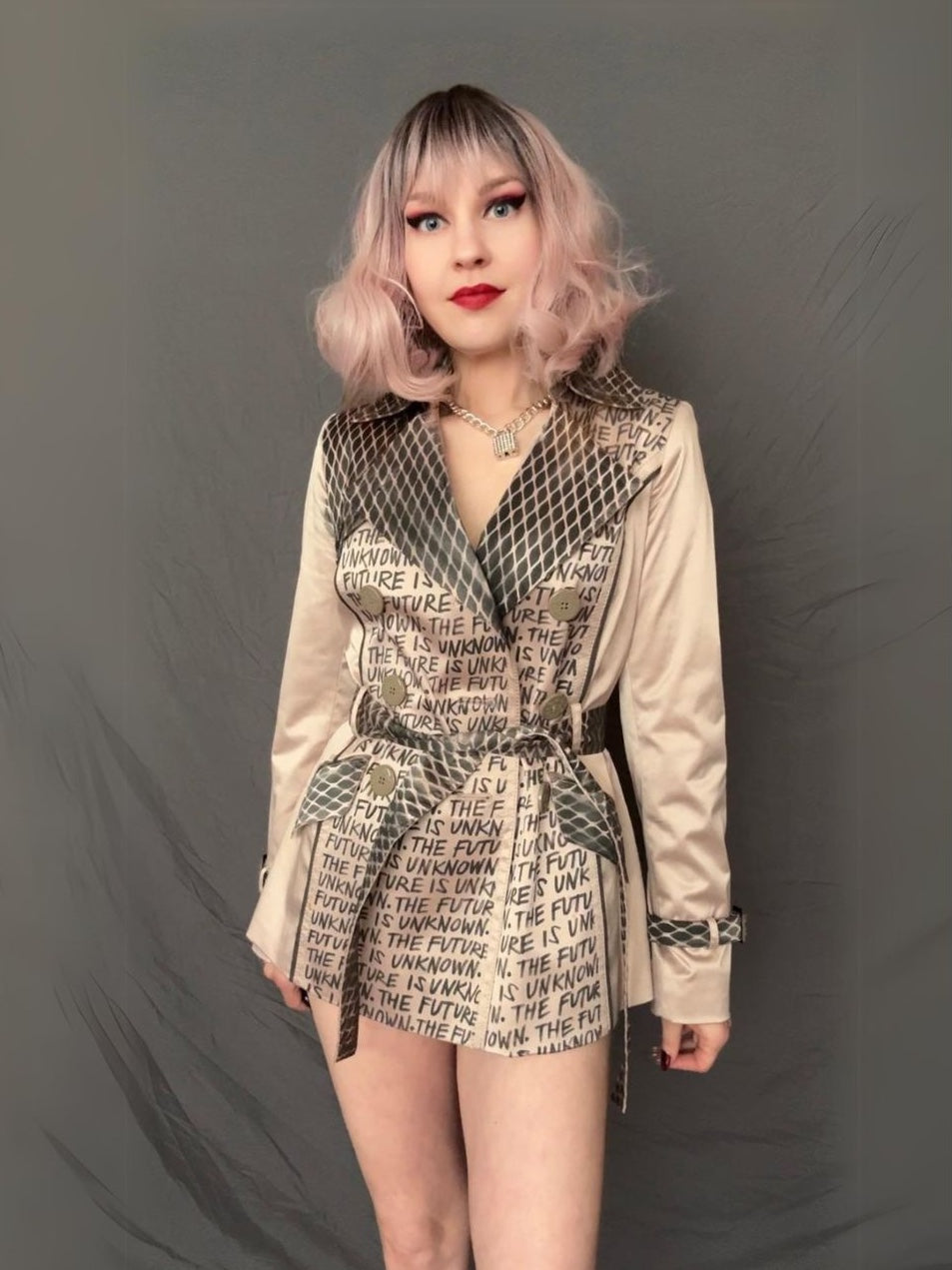 womens punk upcycled fashion trench coat