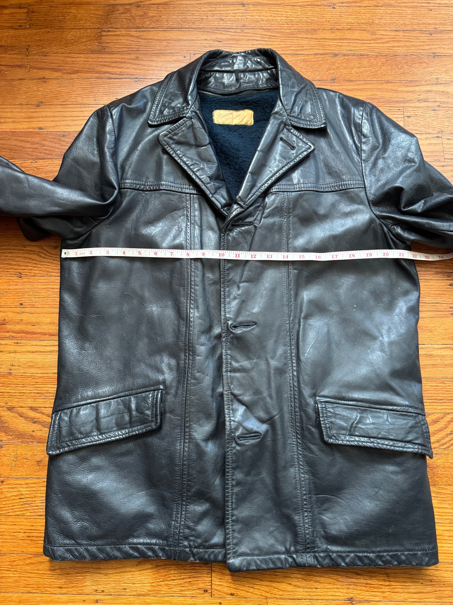 Men's 1970's Leather Blazer Jacket, Large