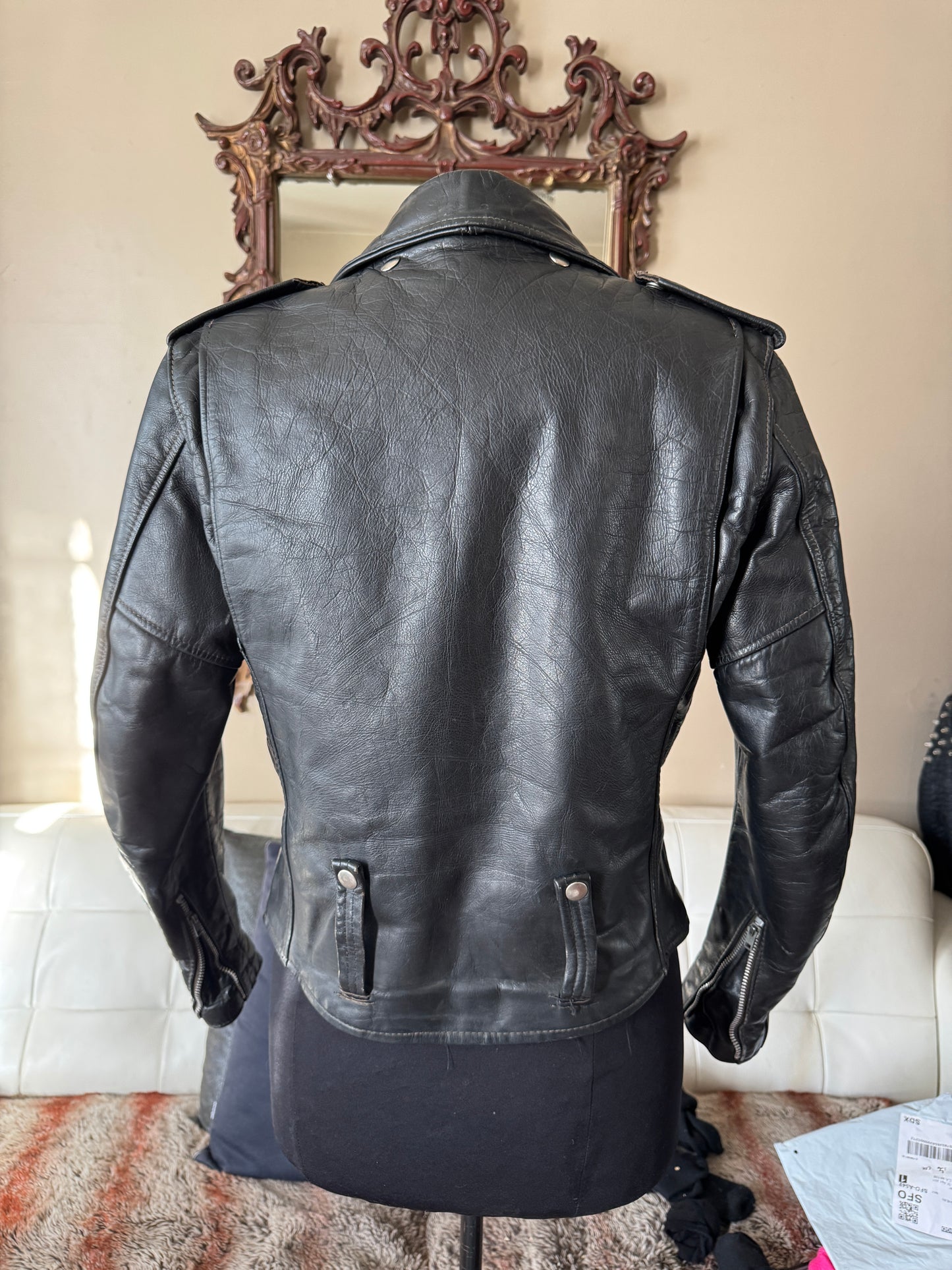 Women's Vintage 1970's Harley Davidson Leather Motorcycle Jacket, Medium