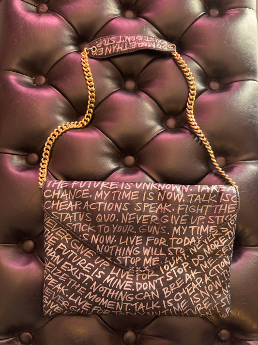 Black Empowering Statement Leather Chain Purse