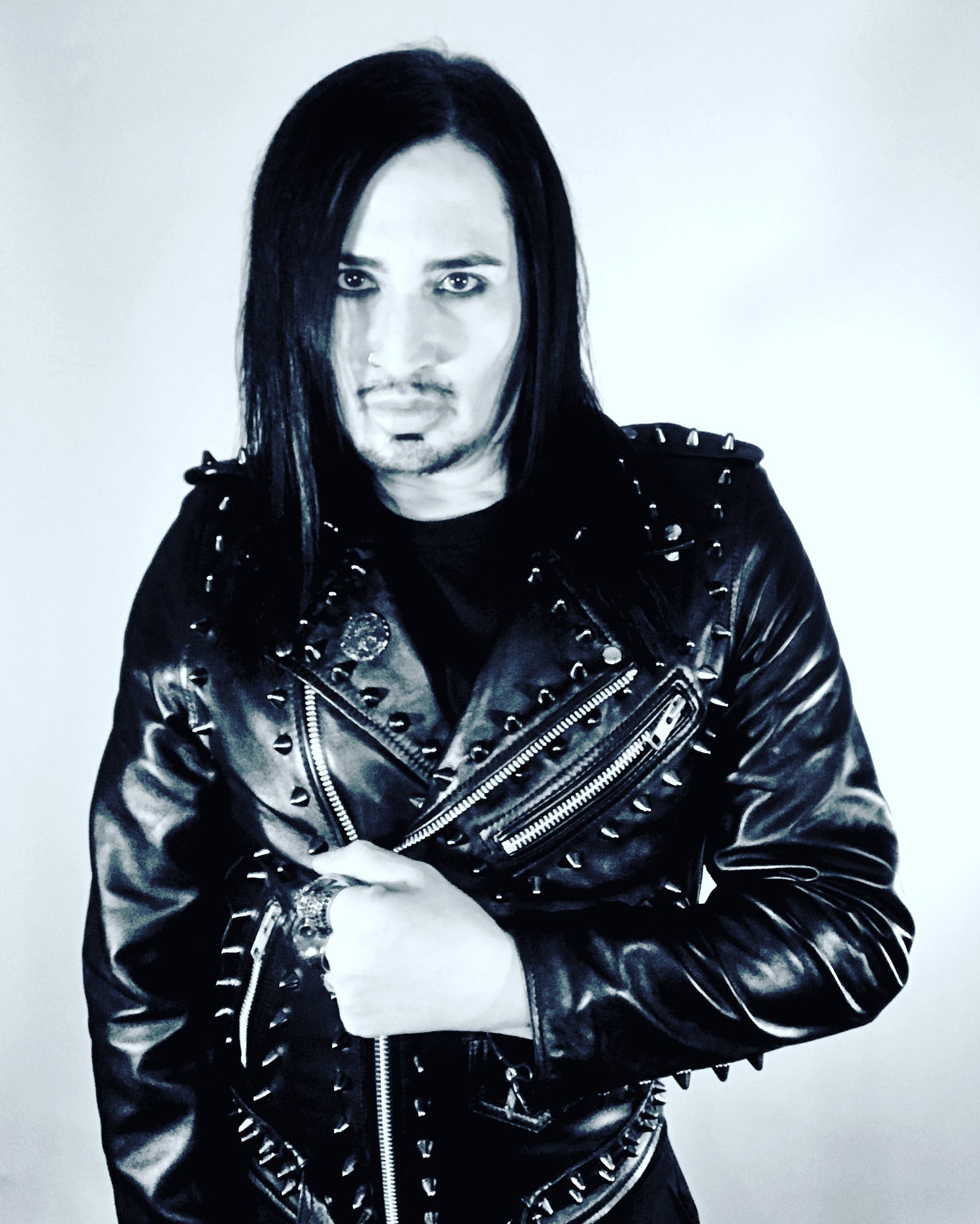 metal punk studded leather jacket