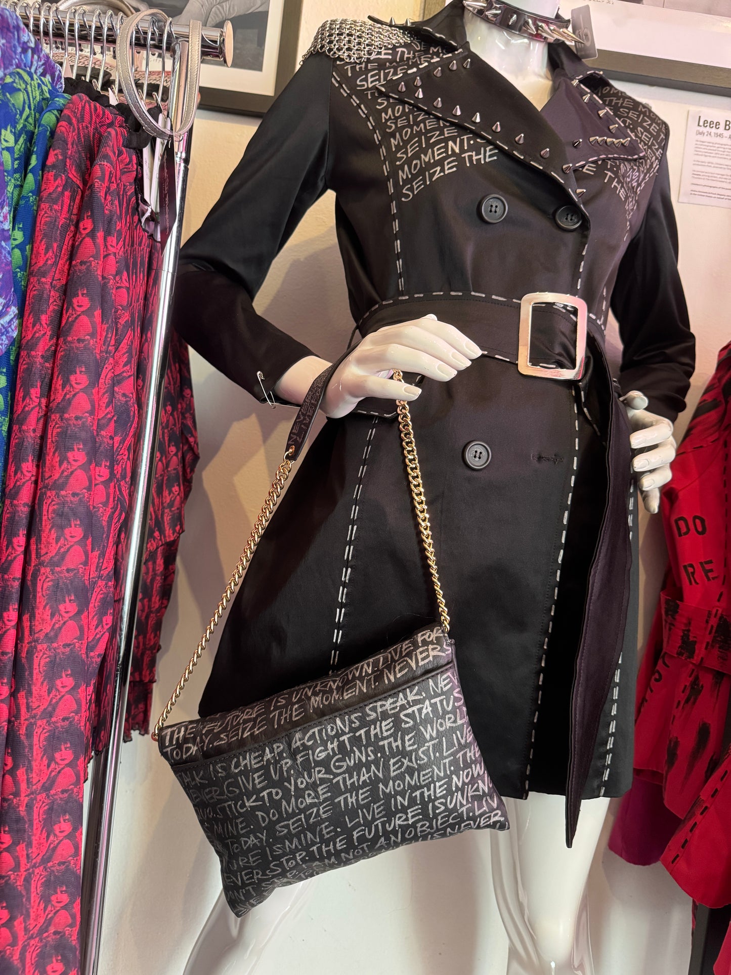 Black Empowering Statement Leather Chain Purse