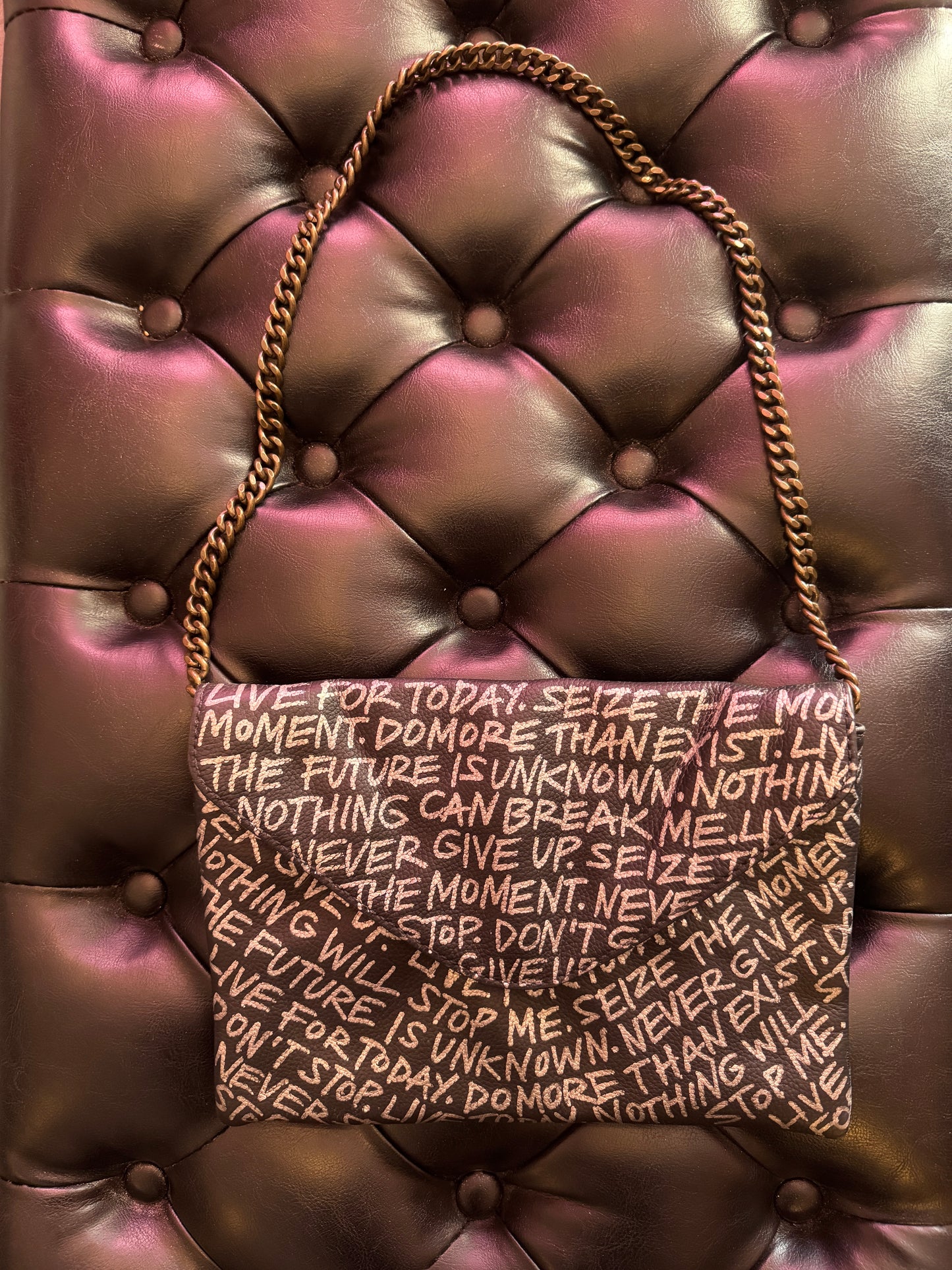 Black Empowering Statement Leather Chain Purse