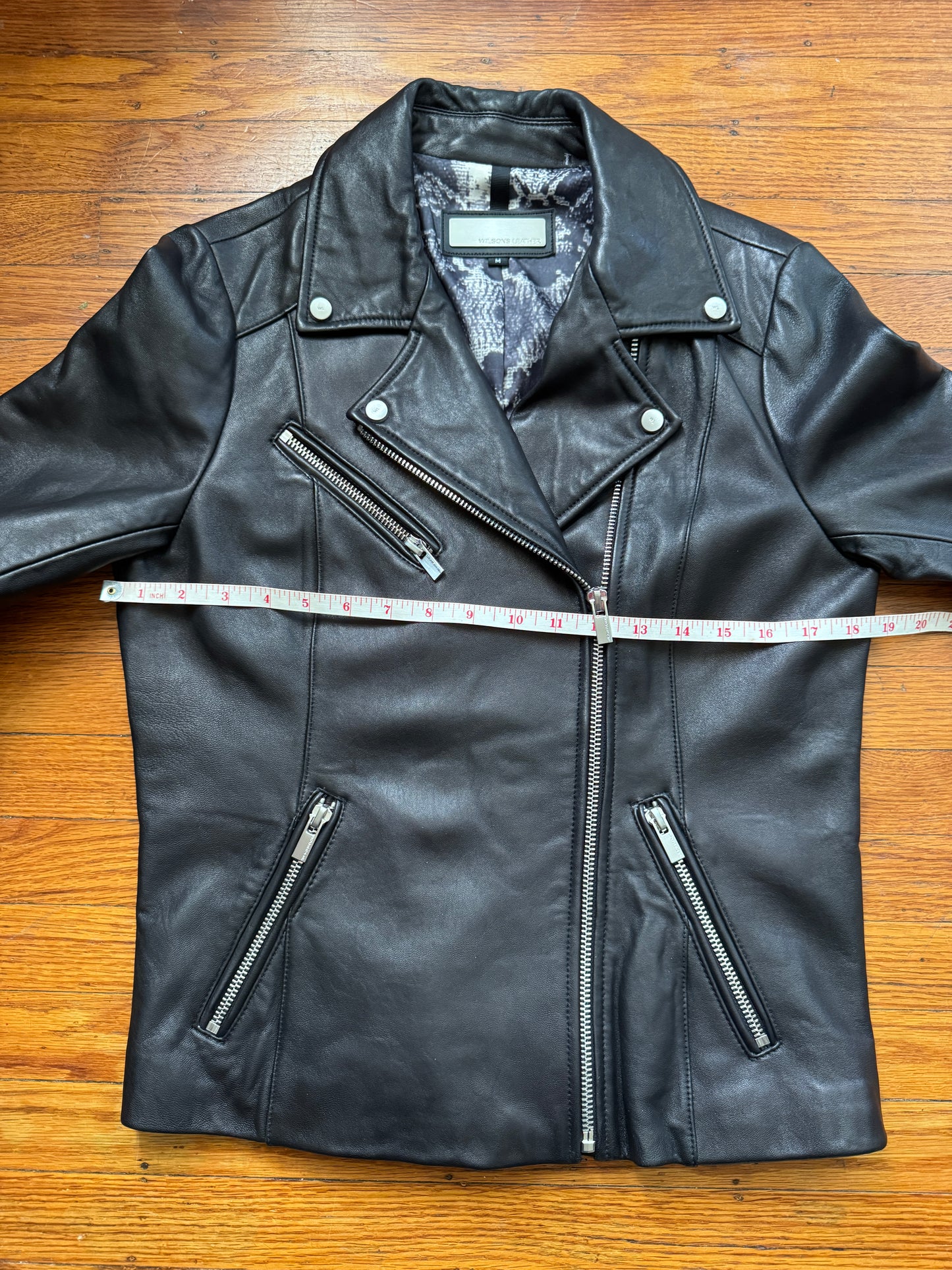 Women's Leather Motorcycle Jacket, Medium