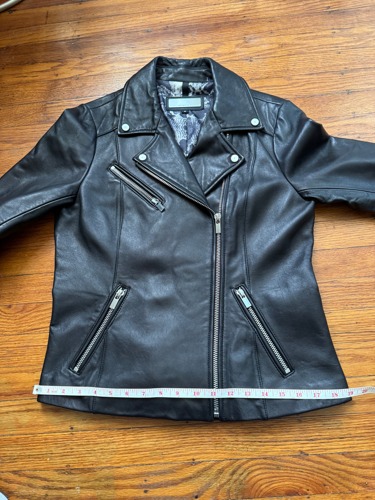 Women's Leather Motorcycle Jacket, Medium