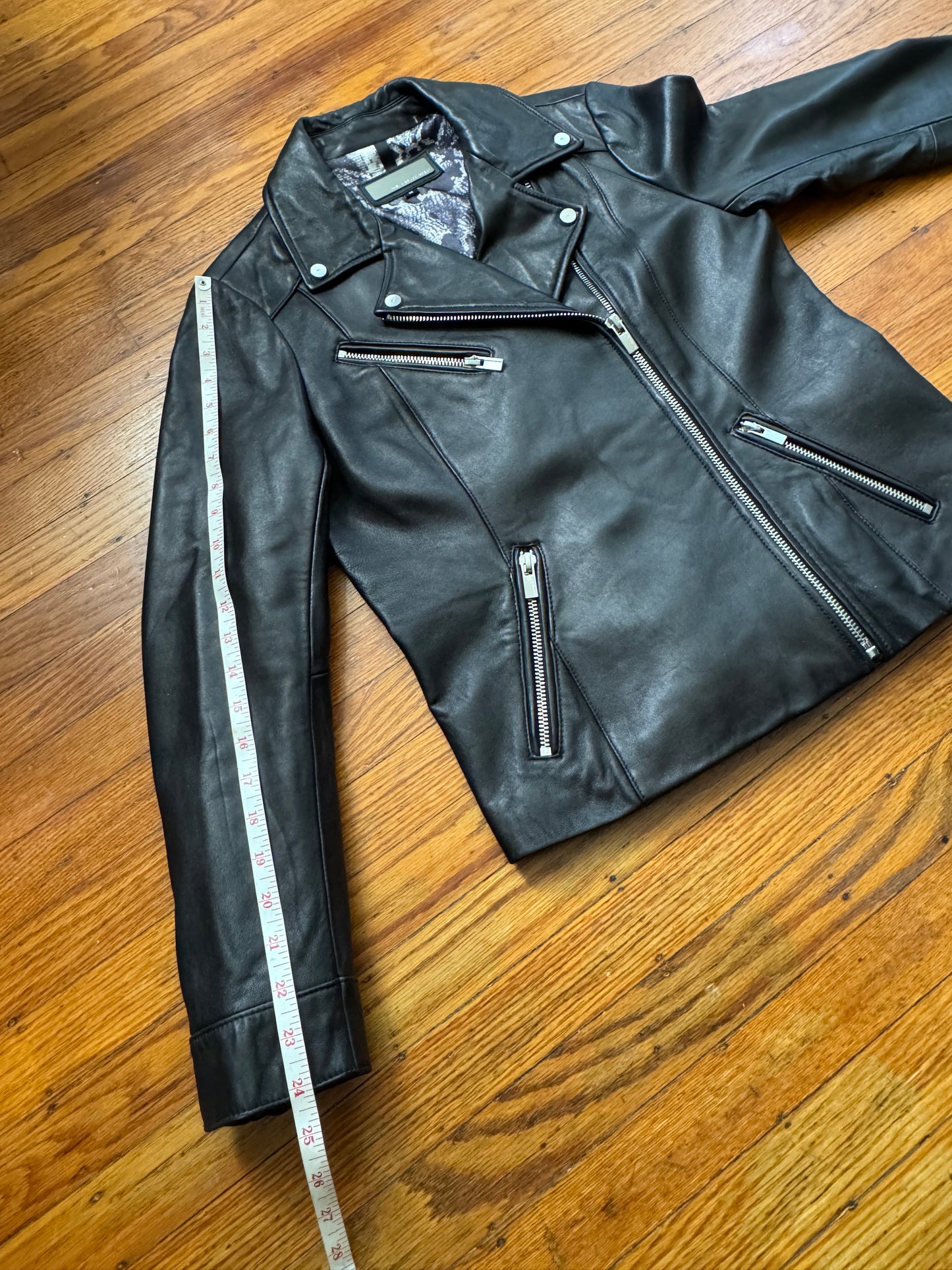 Women's Leather Motorcycle Jacket, Medium