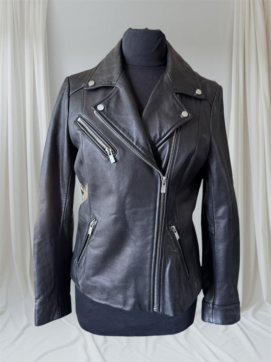 Women's Leather Motorcycle Jacket, Medium