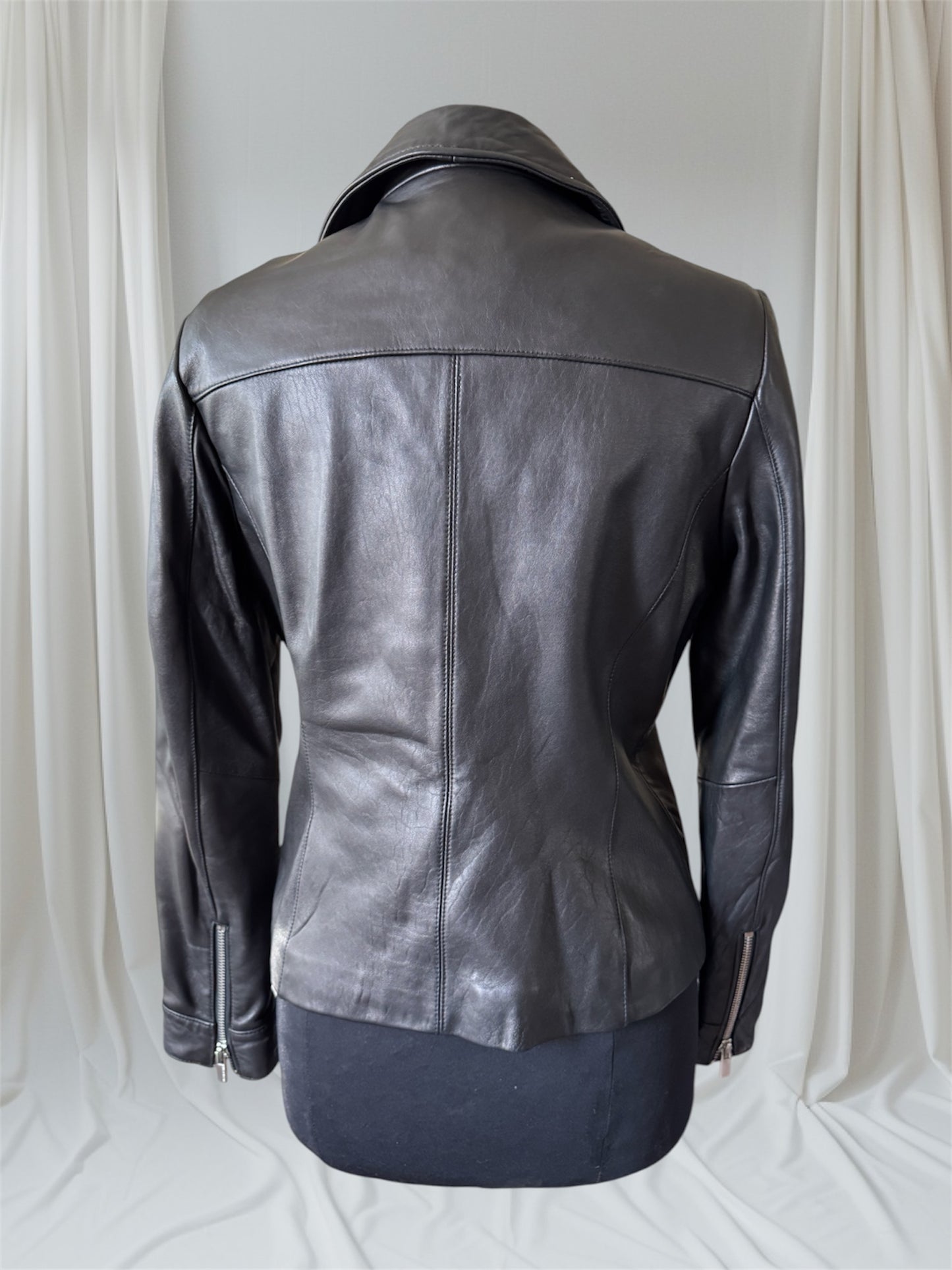 Women's Leather Motorcycle Jacket, Medium
