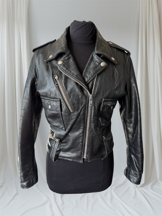 Women's Vintage Harley Davidson Leather Motorcycle Jacket, Medium