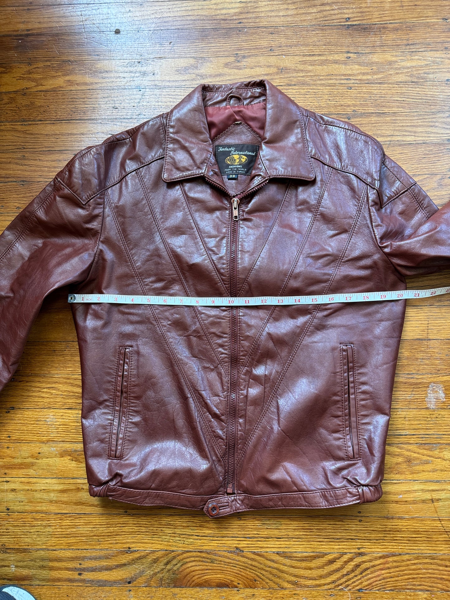 Men's 1970's Brown Vintage Leather Jacket, Large, M 38