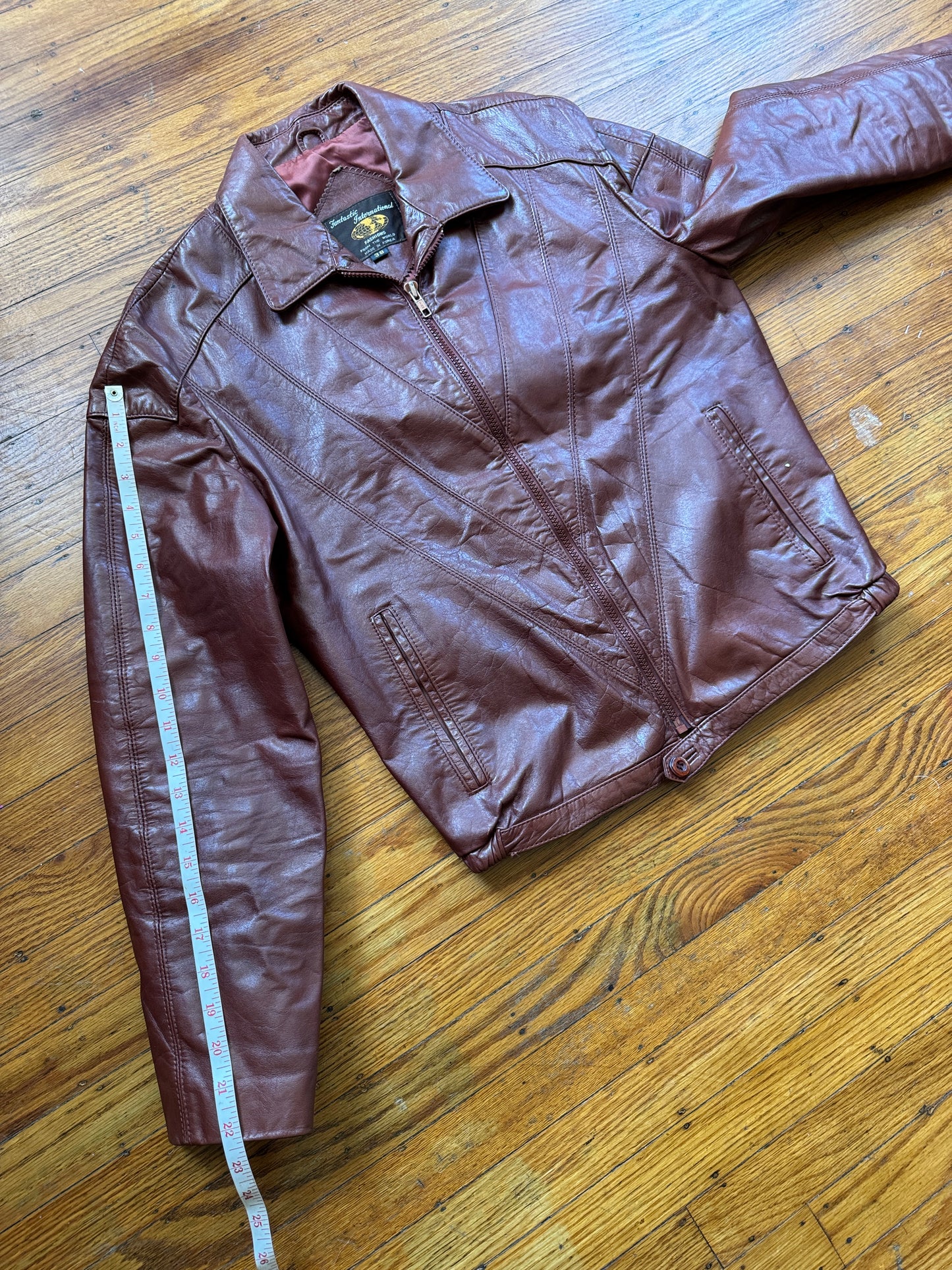 Men's 1970's Brown Vintage Leather Jacket, Large, M 38
