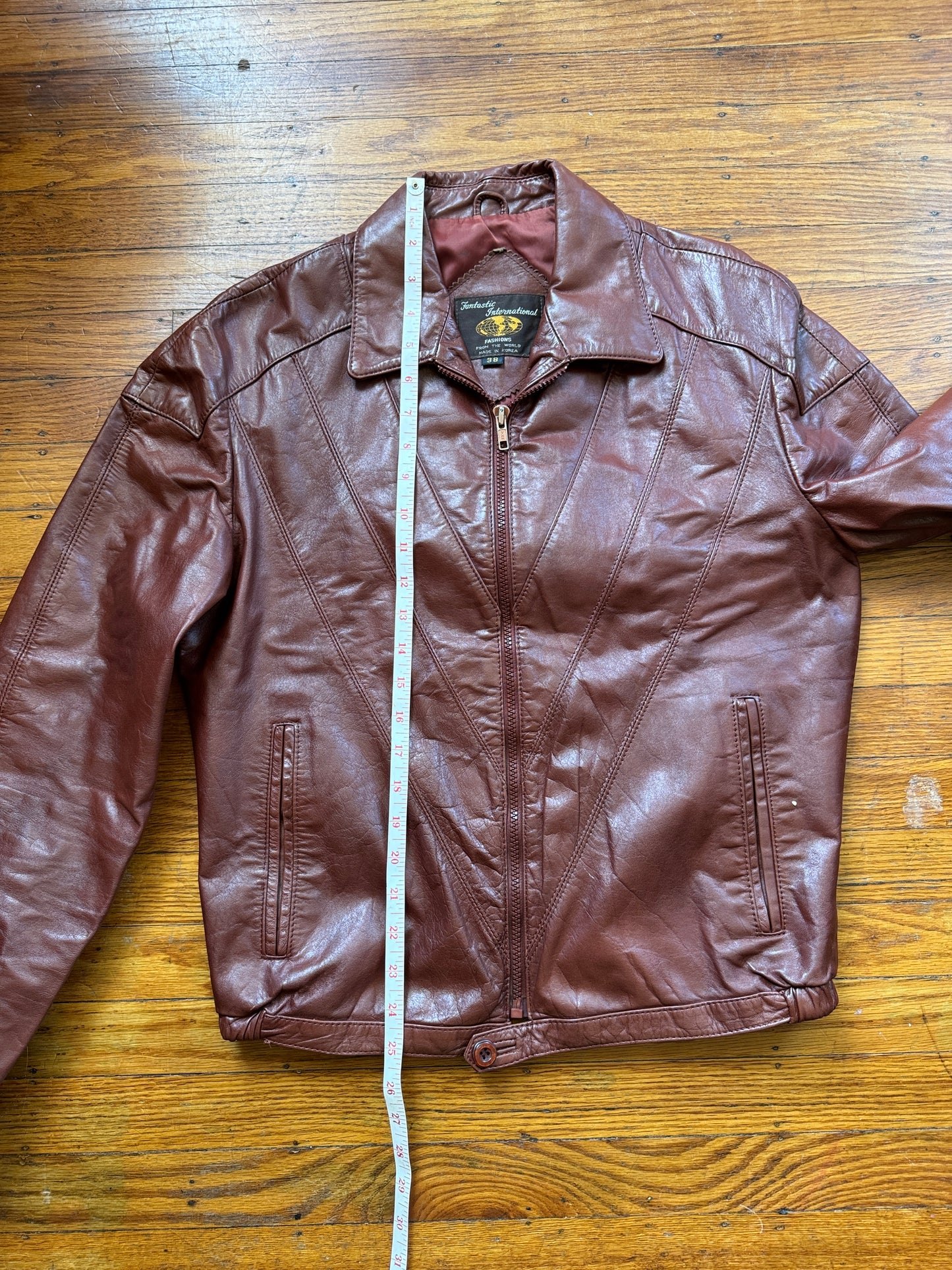 Men's 1970's Brown Vintage Leather Jacket, Large, M 38