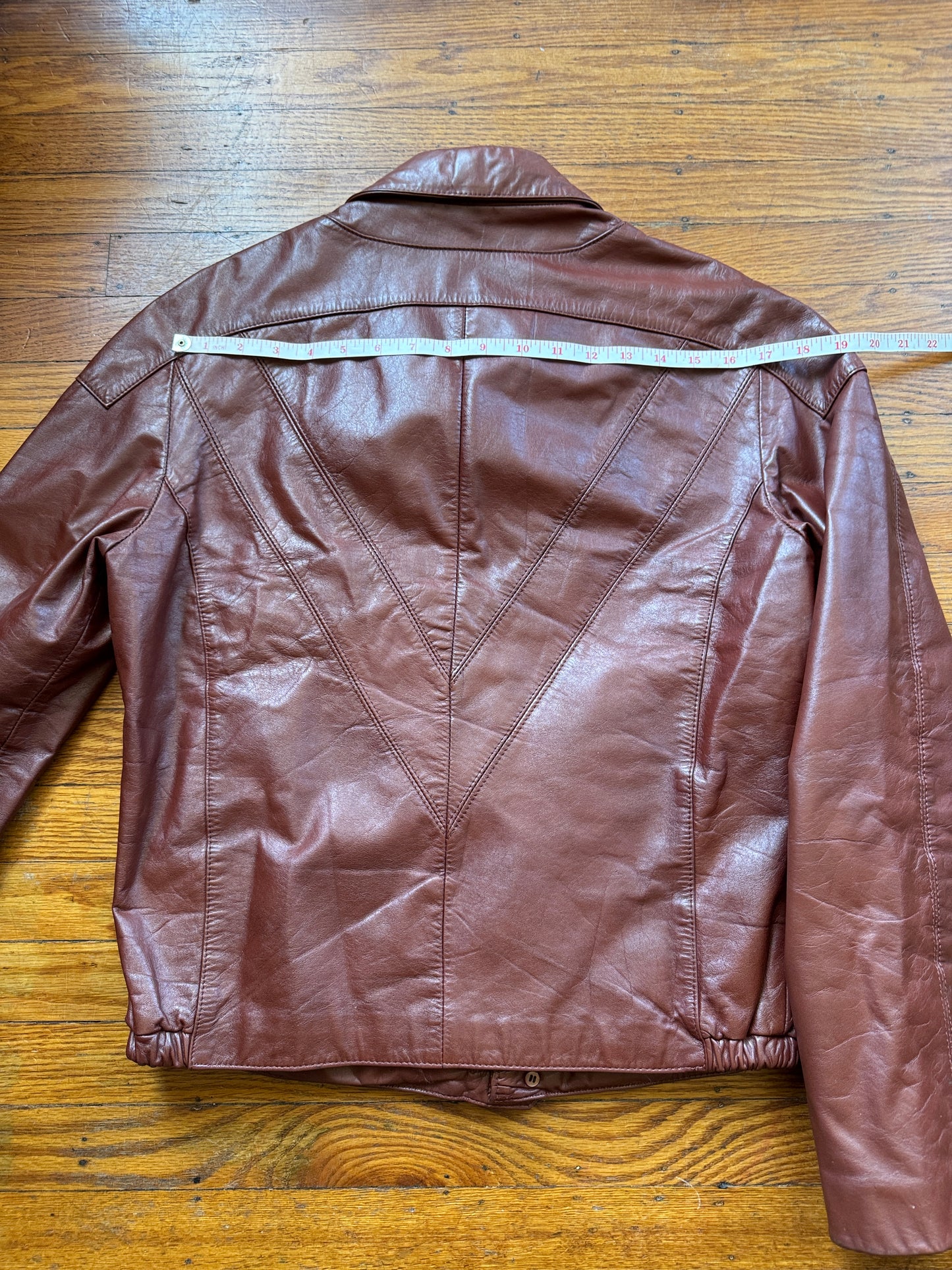 Men's 1970's Brown Vintage Leather Jacket, Large, M 38