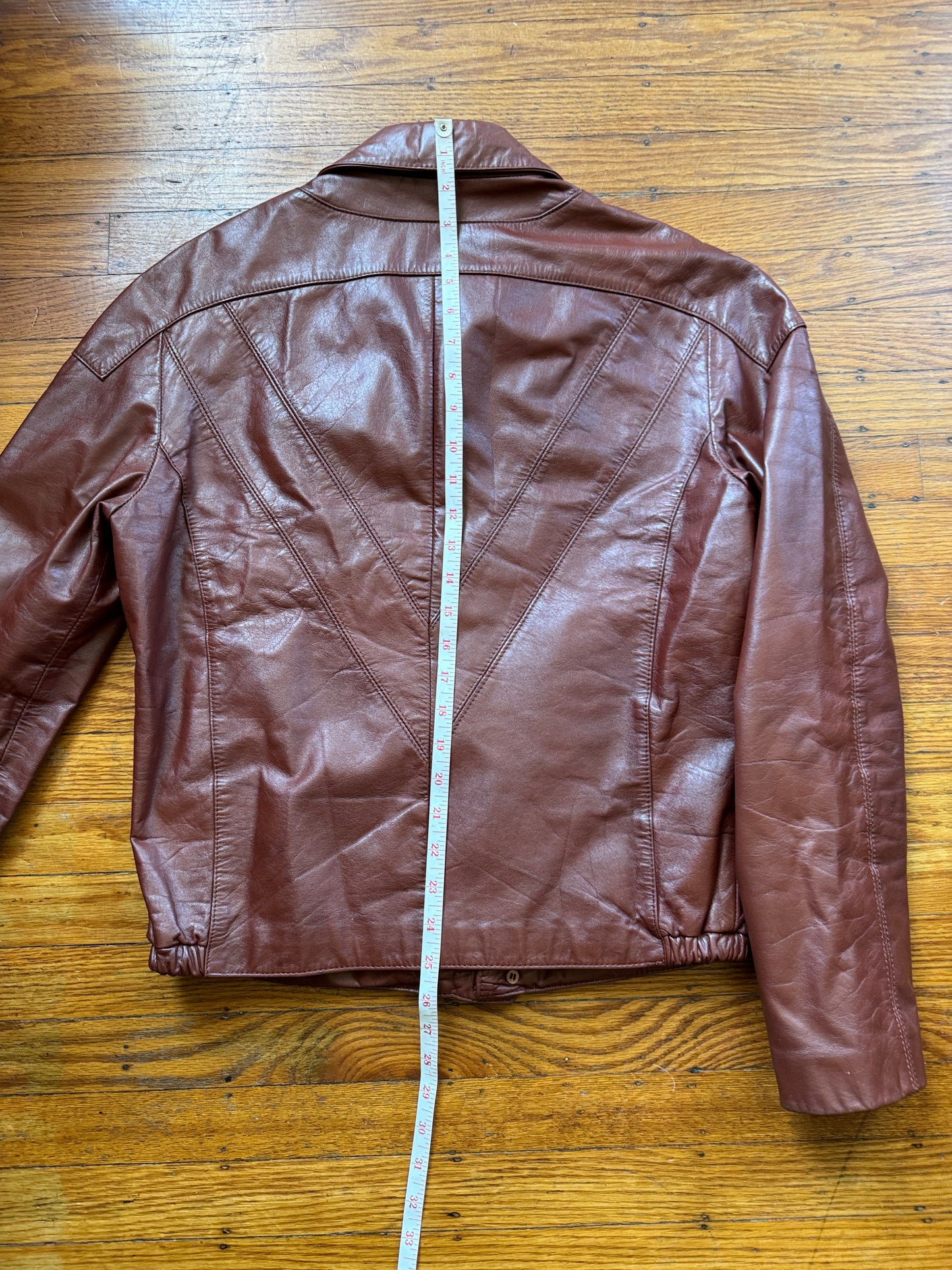 Men's 1970's Brown Vintage Leather Jacket, Large, M 38