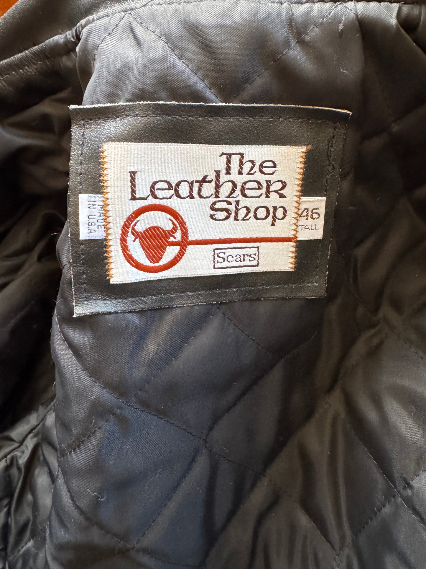 Men's Vintage Black Leather Motorcycle Jacket, XL/ 46T