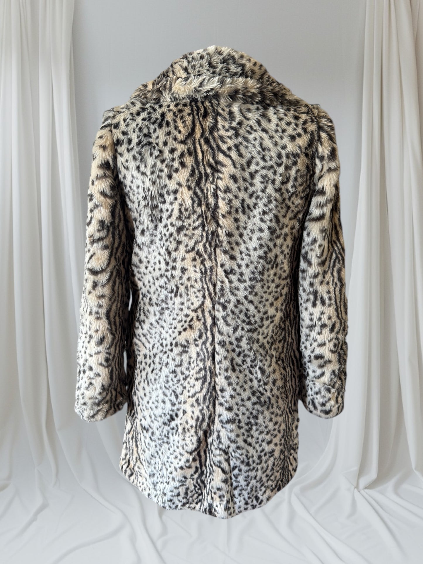 Faux Fur Leopard Print Statement Coat, S