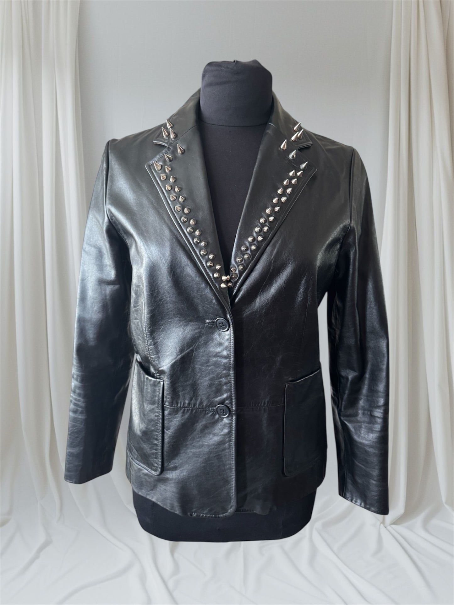 Spiked Leather Women's Blazer, Small