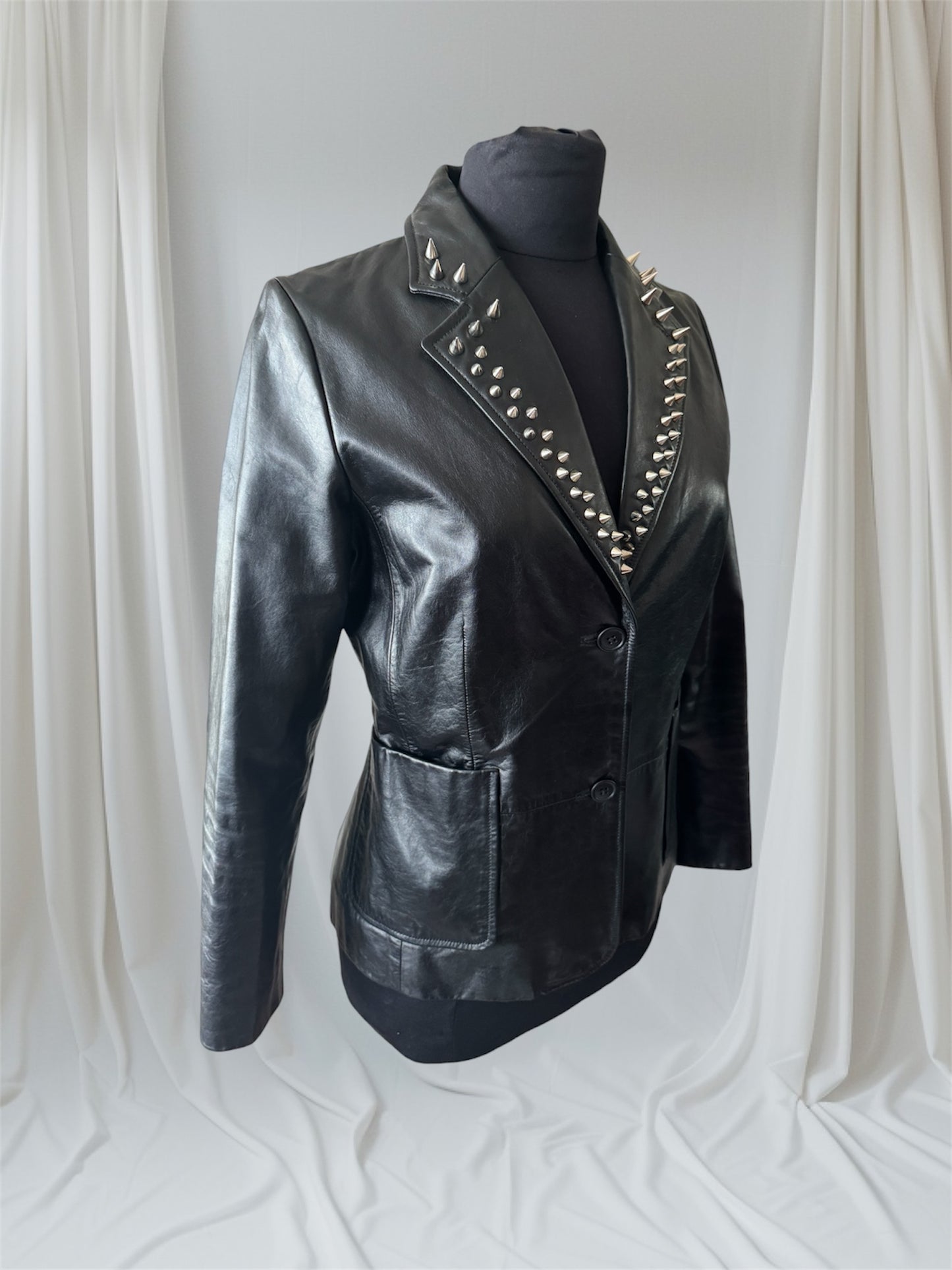 Spiked Leather Women's Blazer, Small