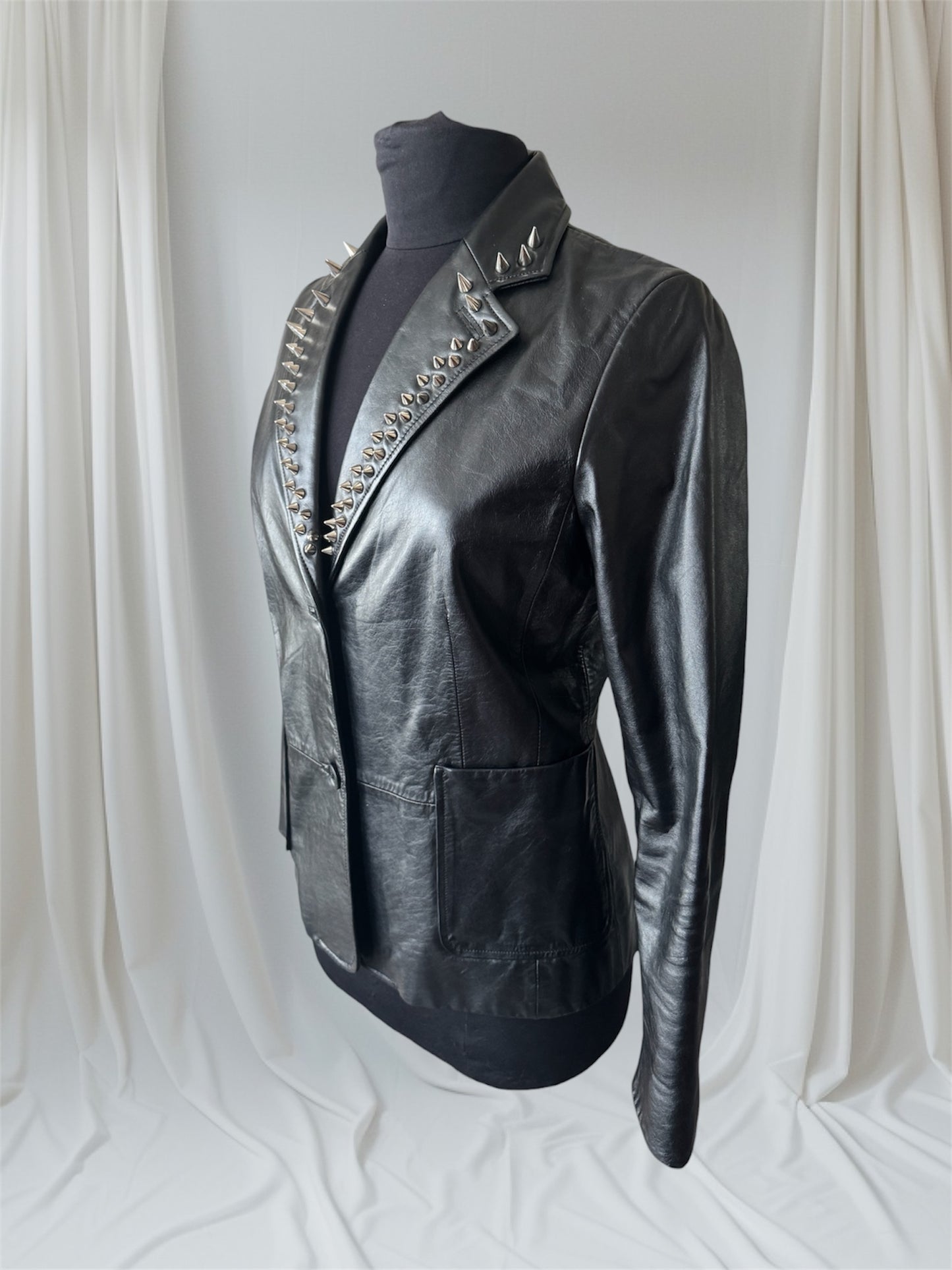 Spiked Leather Women's Blazer, Small