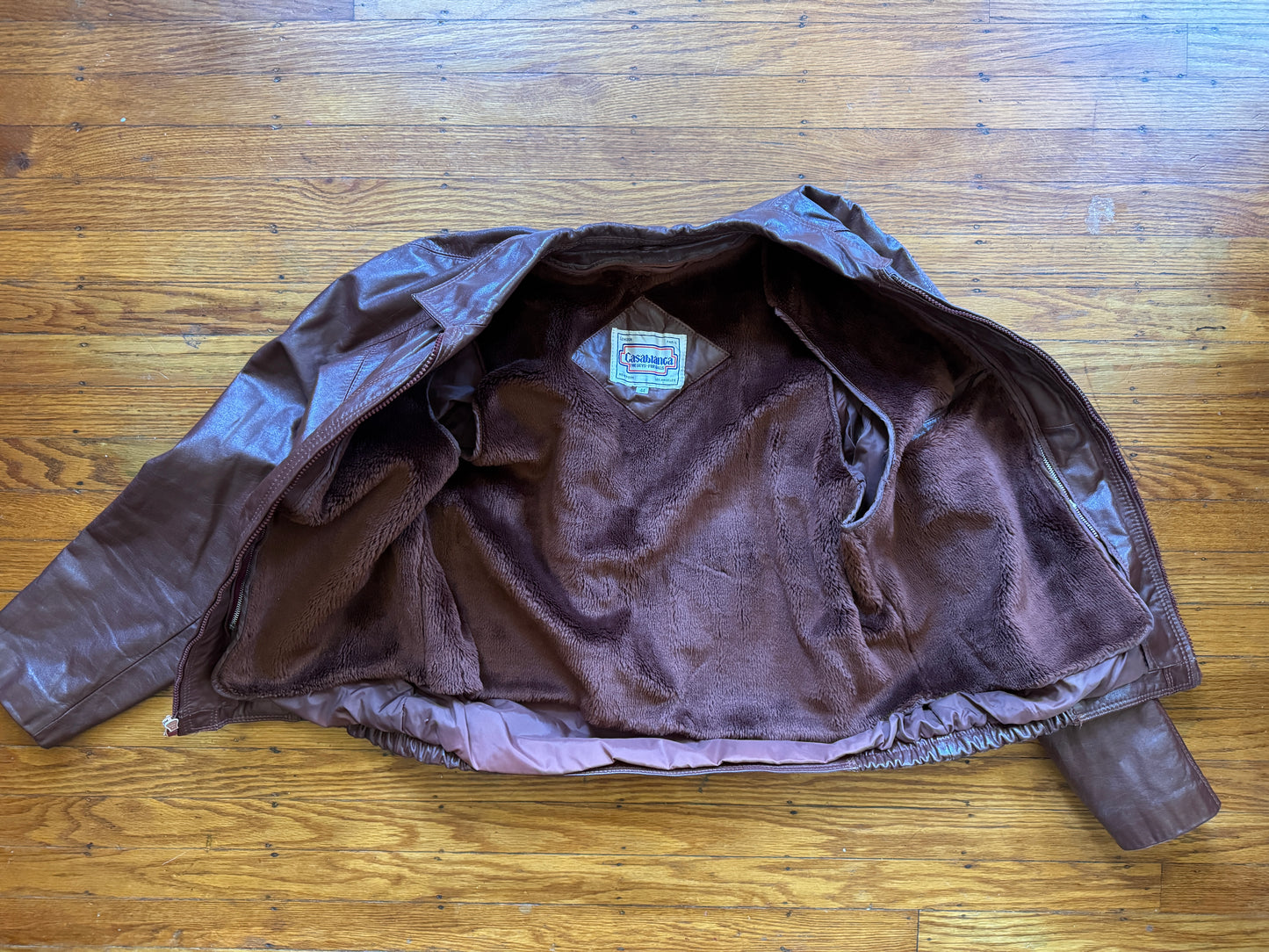 Men's Brown Vintage Leather Jacket, Large, 44