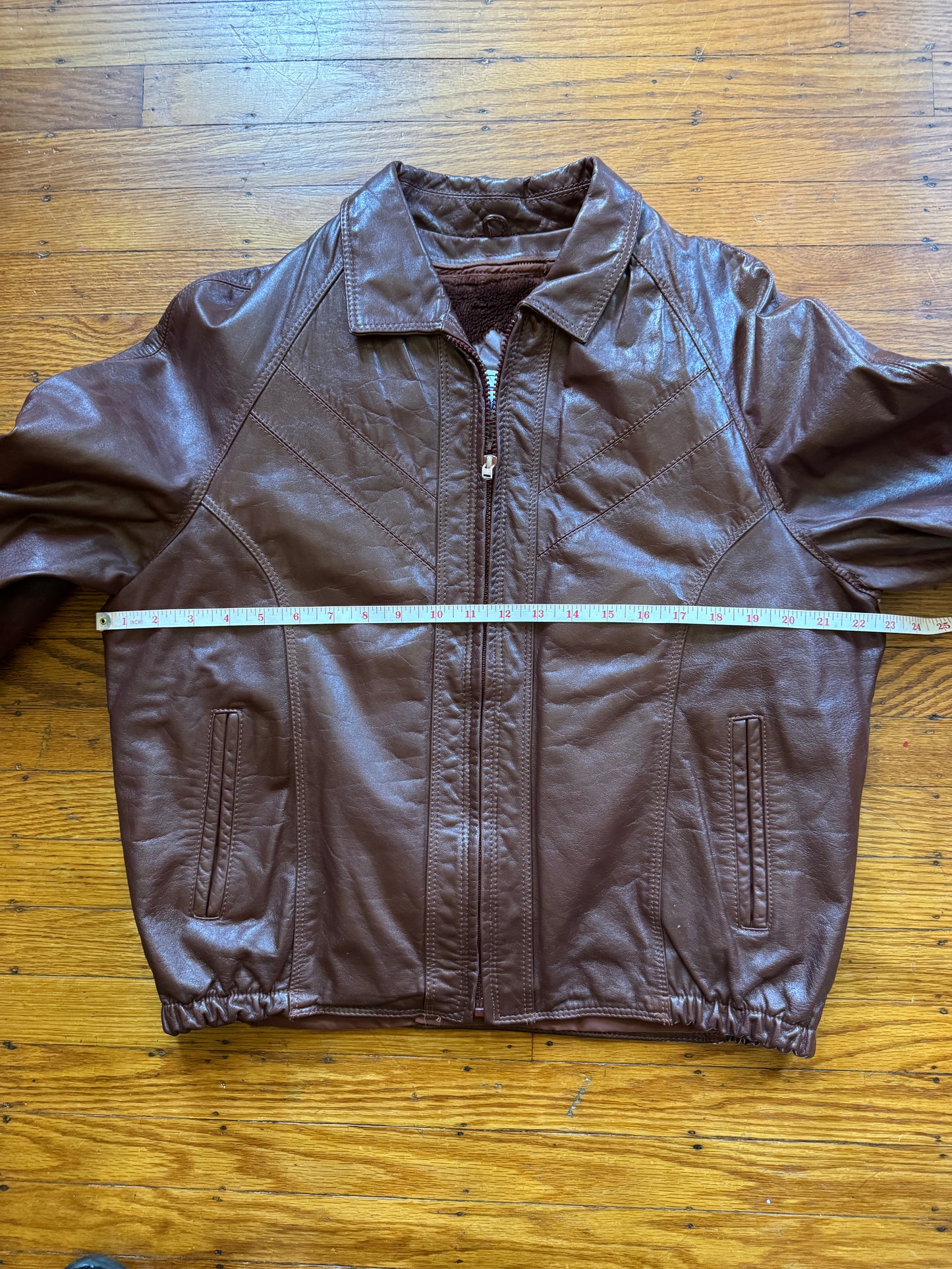 Men's Brown Vintage Leather Jacket, Large, 44