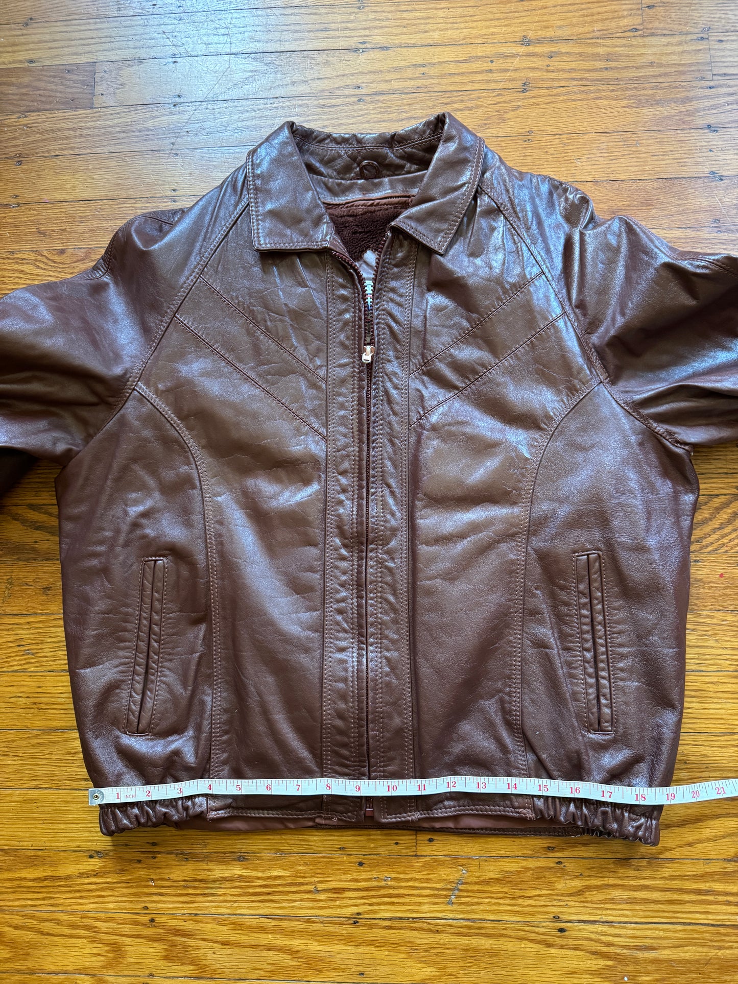 Men's Brown Vintage Leather Jacket, Large, 44