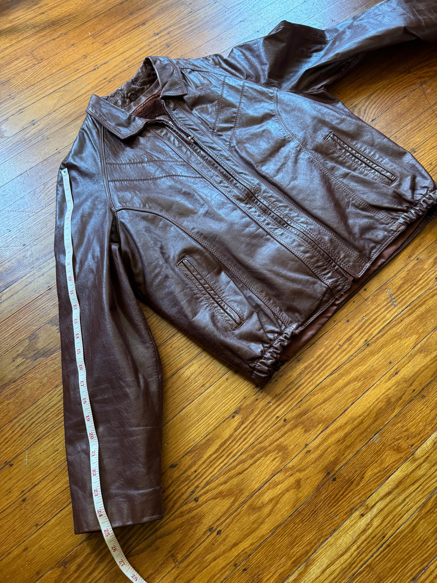 Men's Brown Vintage Leather Jacket, Large, 44
