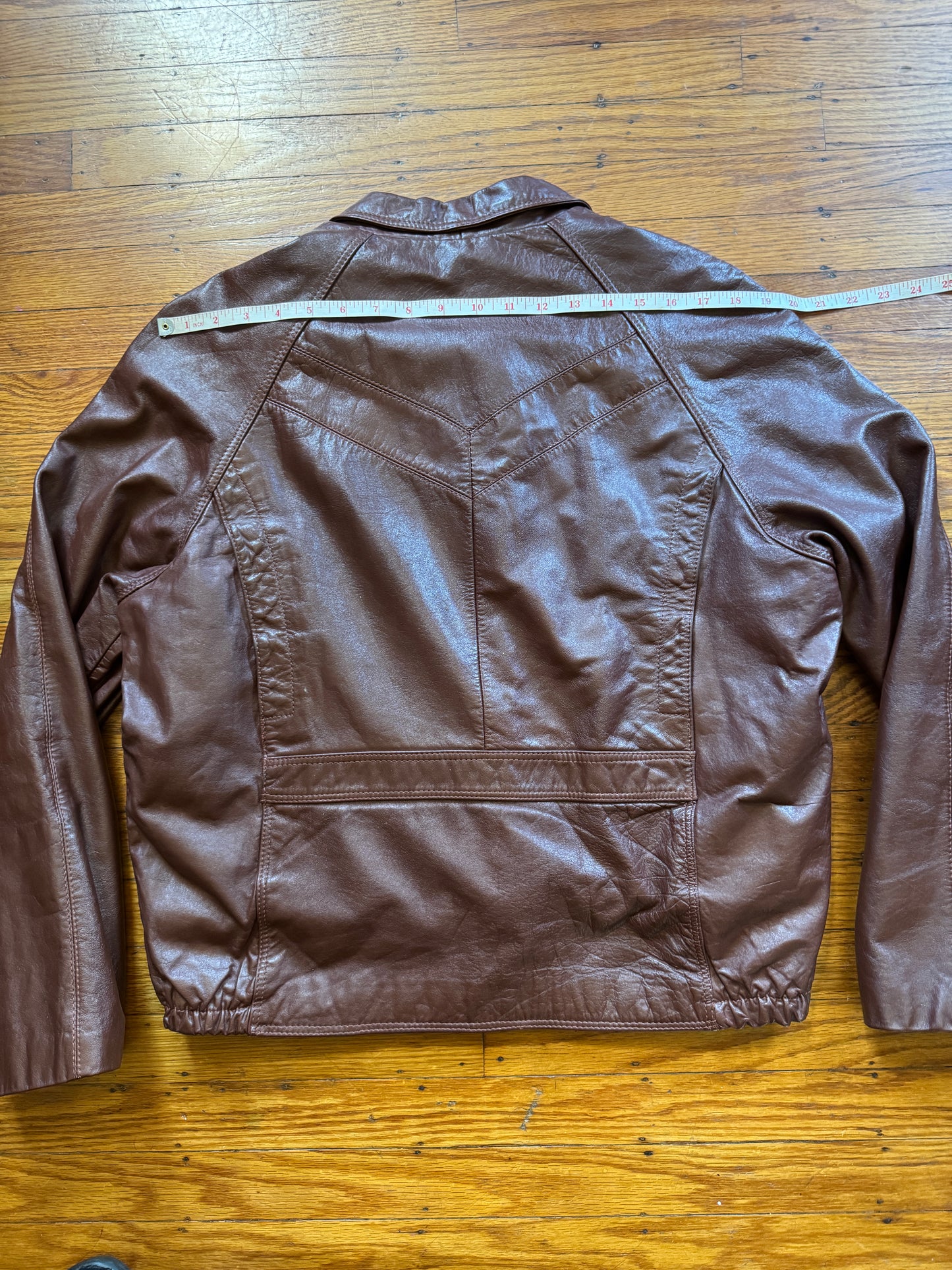 Men's Brown Vintage Leather Jacket, Large, 44