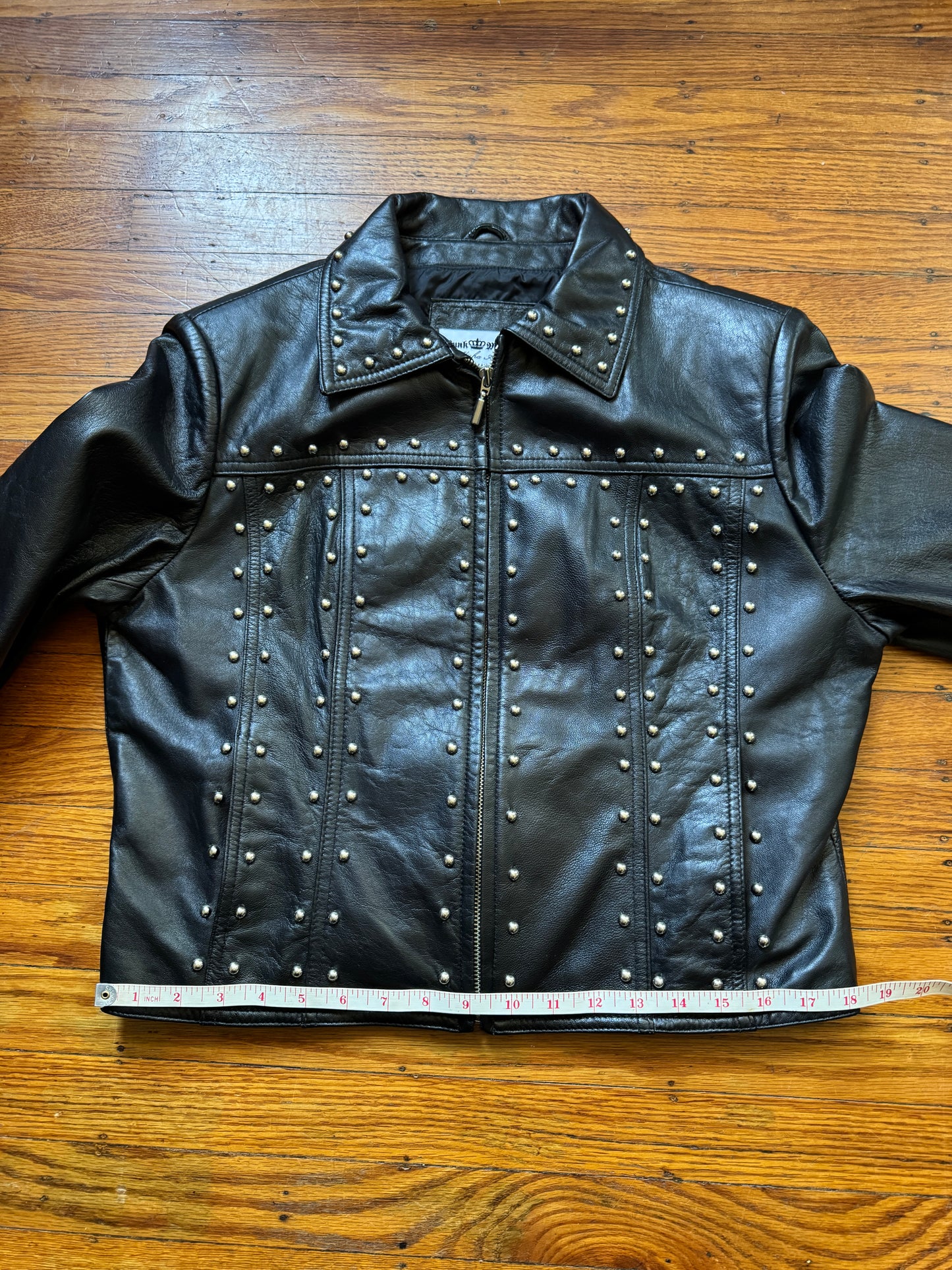 Women's Studded Vintage Leather Jacket, L