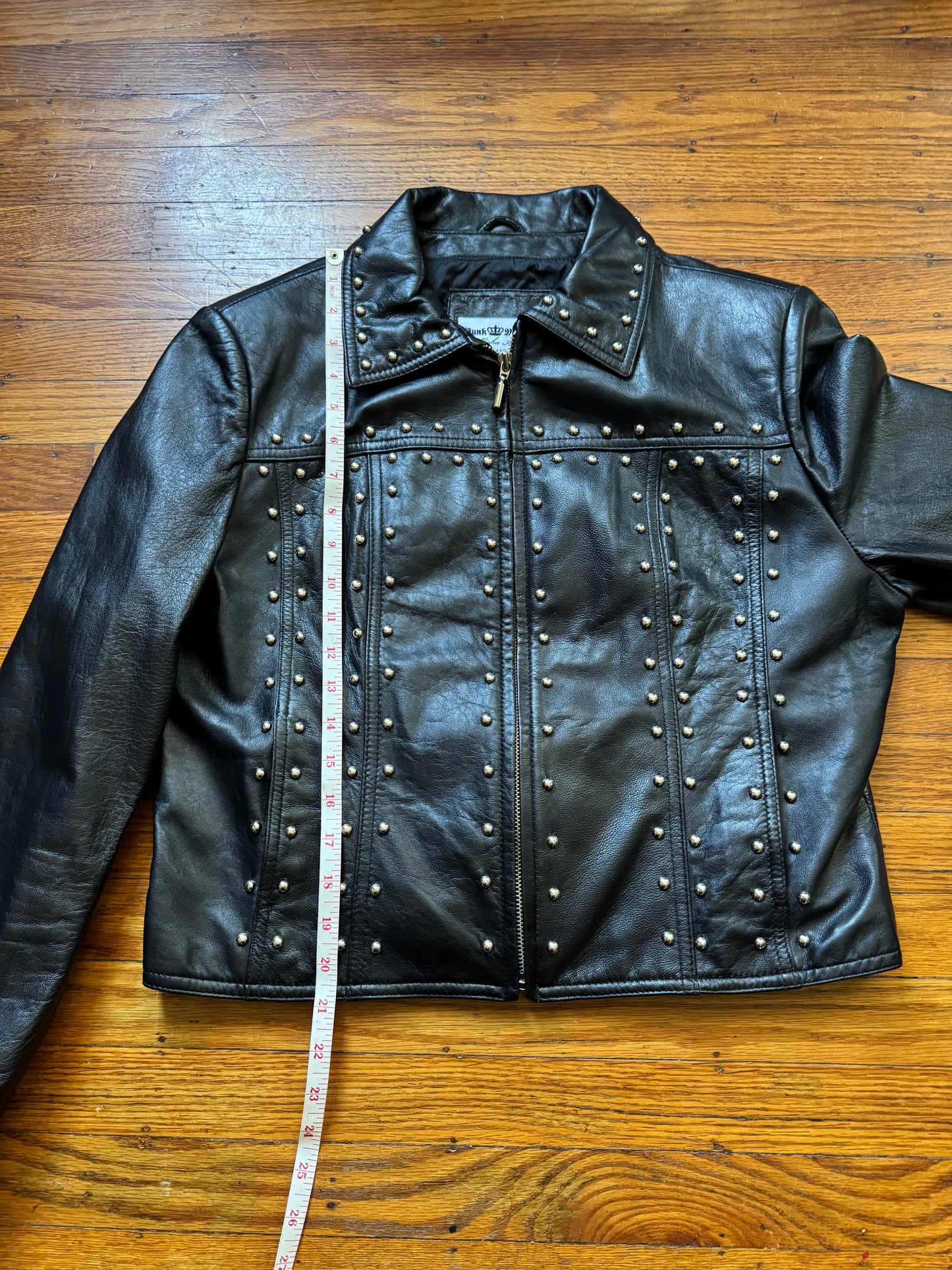 Women's Studded Vintage Leather Jacket, L