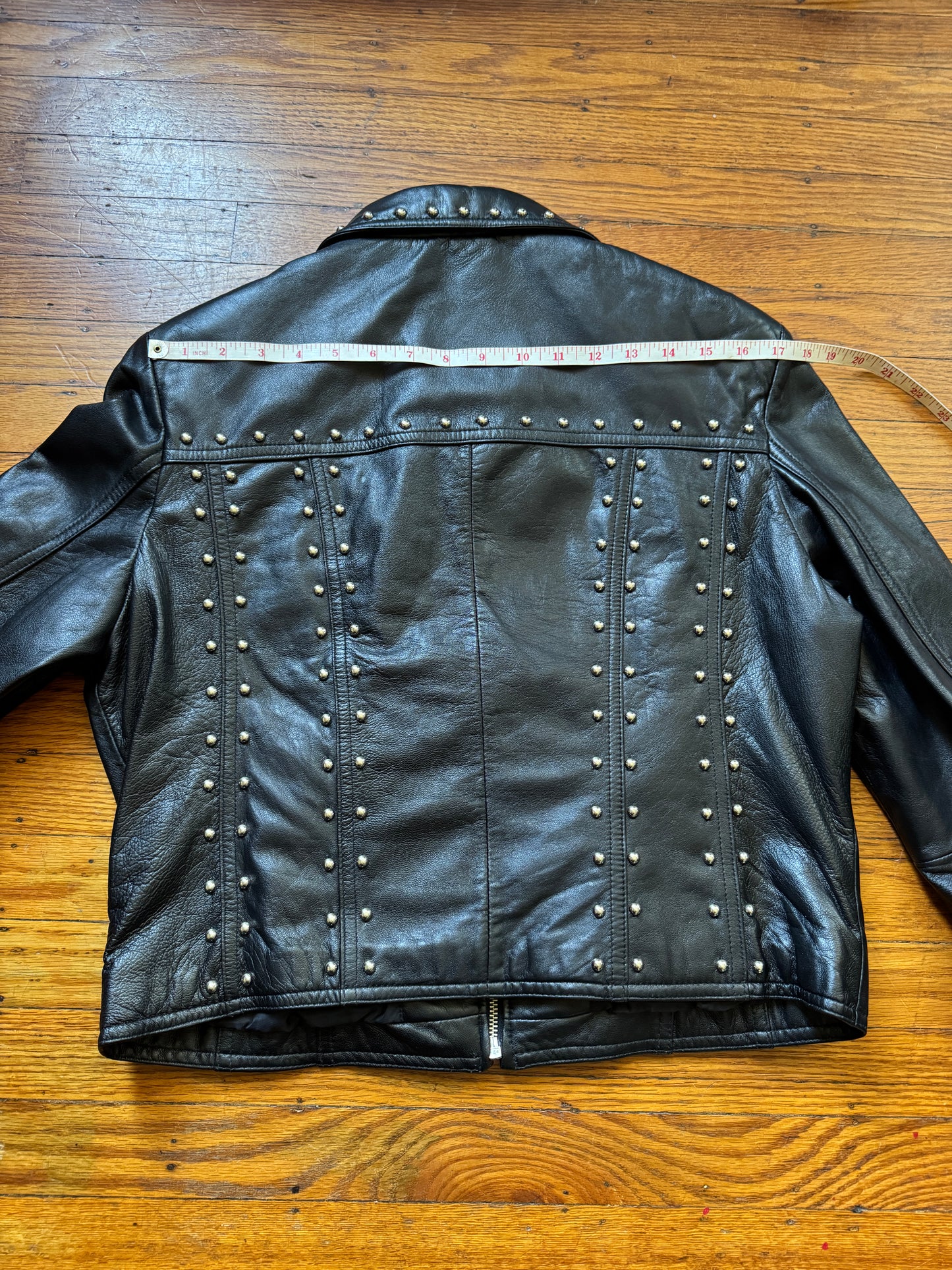Women's Studded Vintage Leather Jacket, L